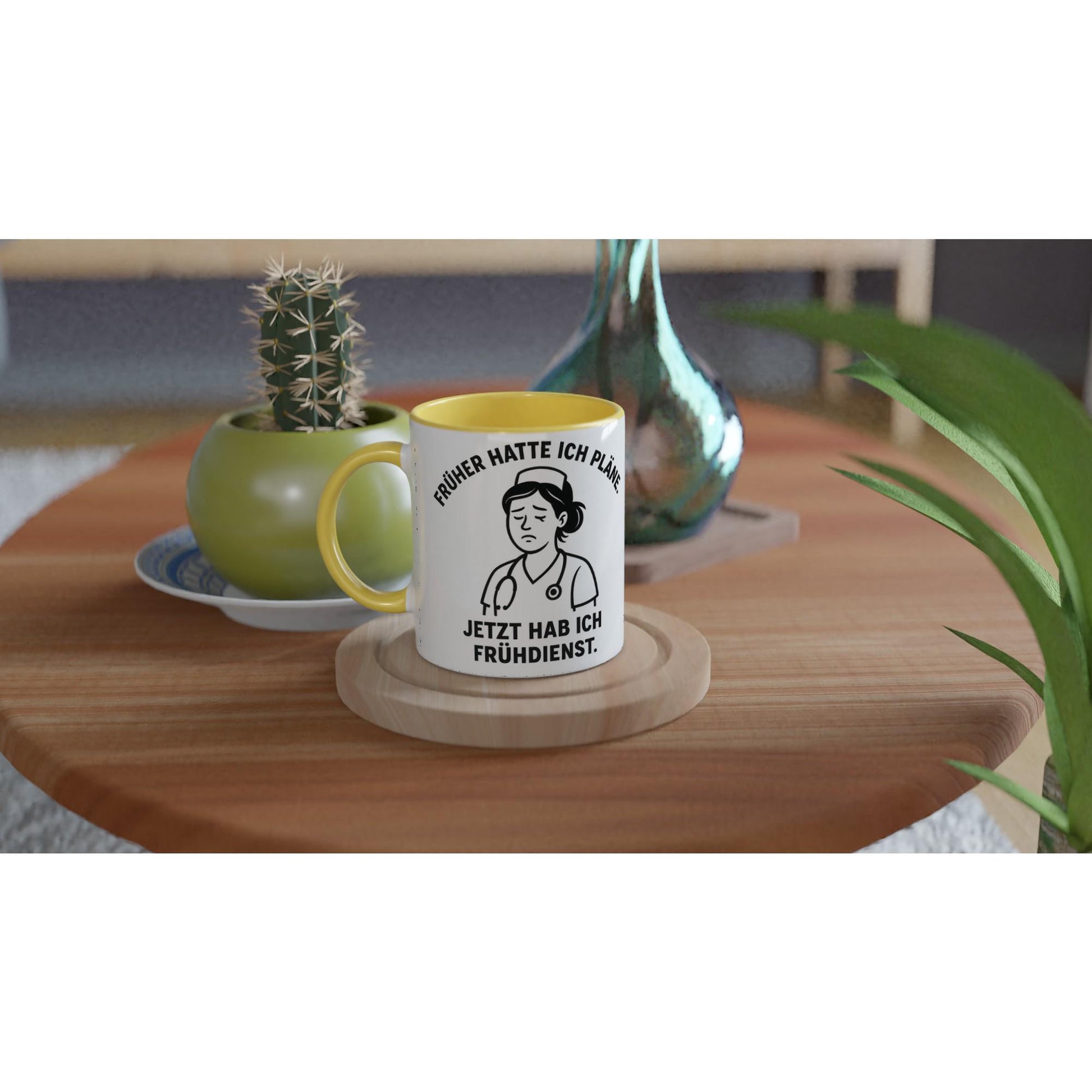 Weiße Keramiktasse 11oz mit Farbe an der Innenseite...