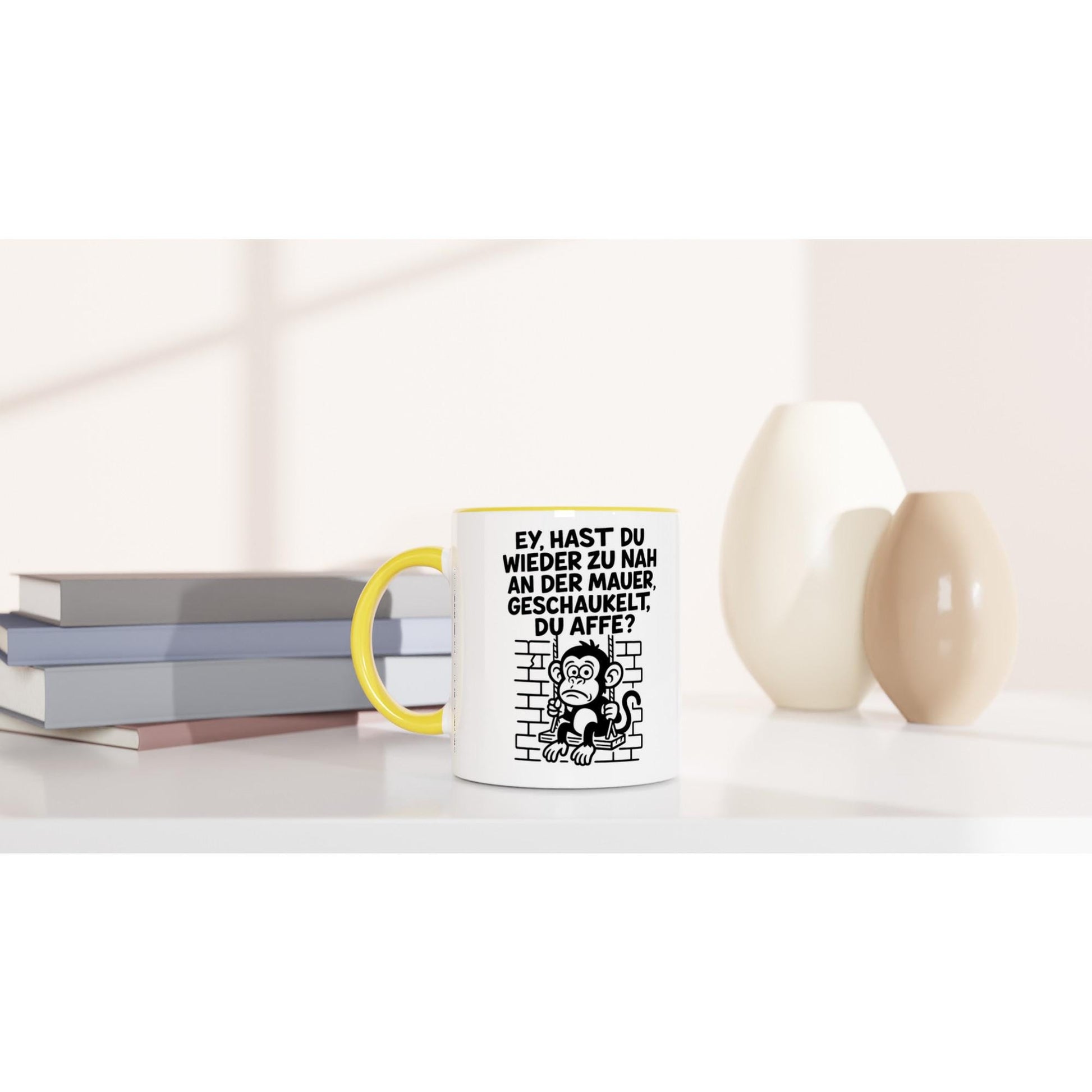 An der Mauer geschaukelt,  Keramiktasse 11oz mit Farbe an...