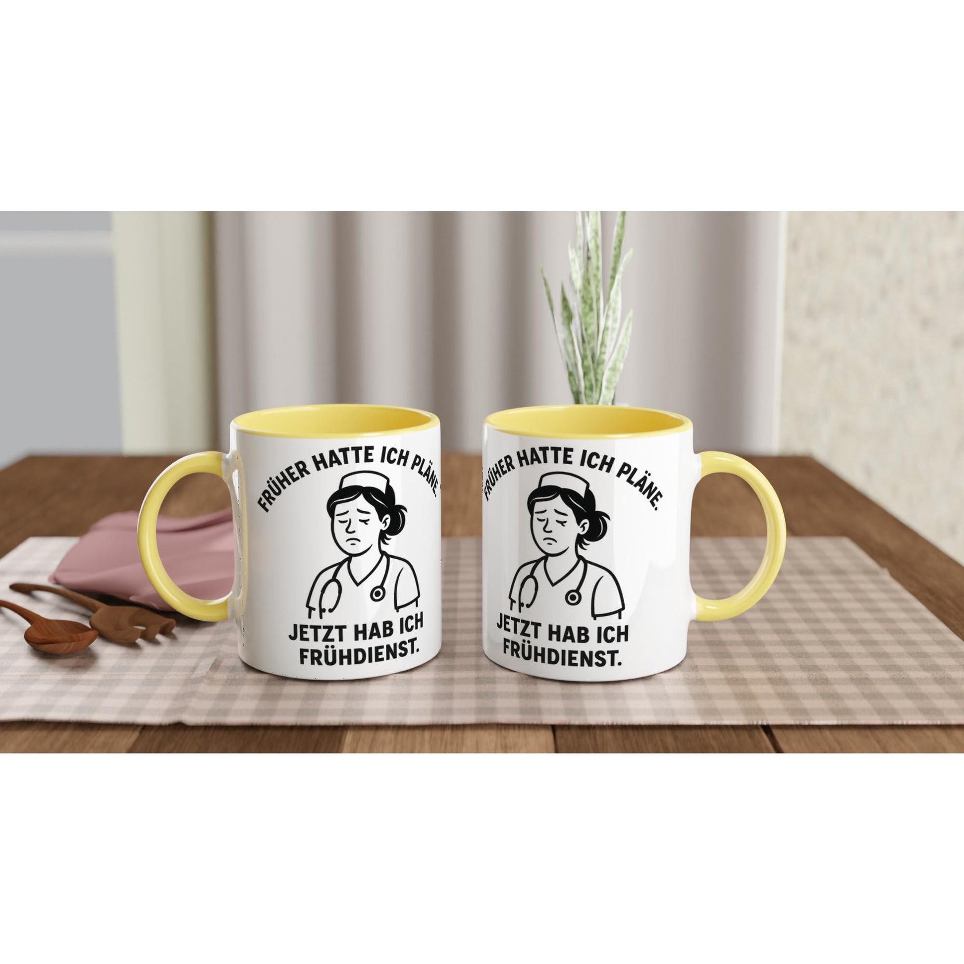 Weiße Keramiktasse 11oz mit Farbe an der Innenseite...