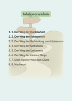 Inhaltsverzeichnis des Aha-Momente Buch Geschenktipp von Wupperlike mit acht Kapiteln und Wegweisern