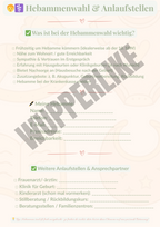 Babyplaner zum Ausdrucken Hebammenwahl und Anlaufstellen mit Checkliste und Platz für persönliche Angaben