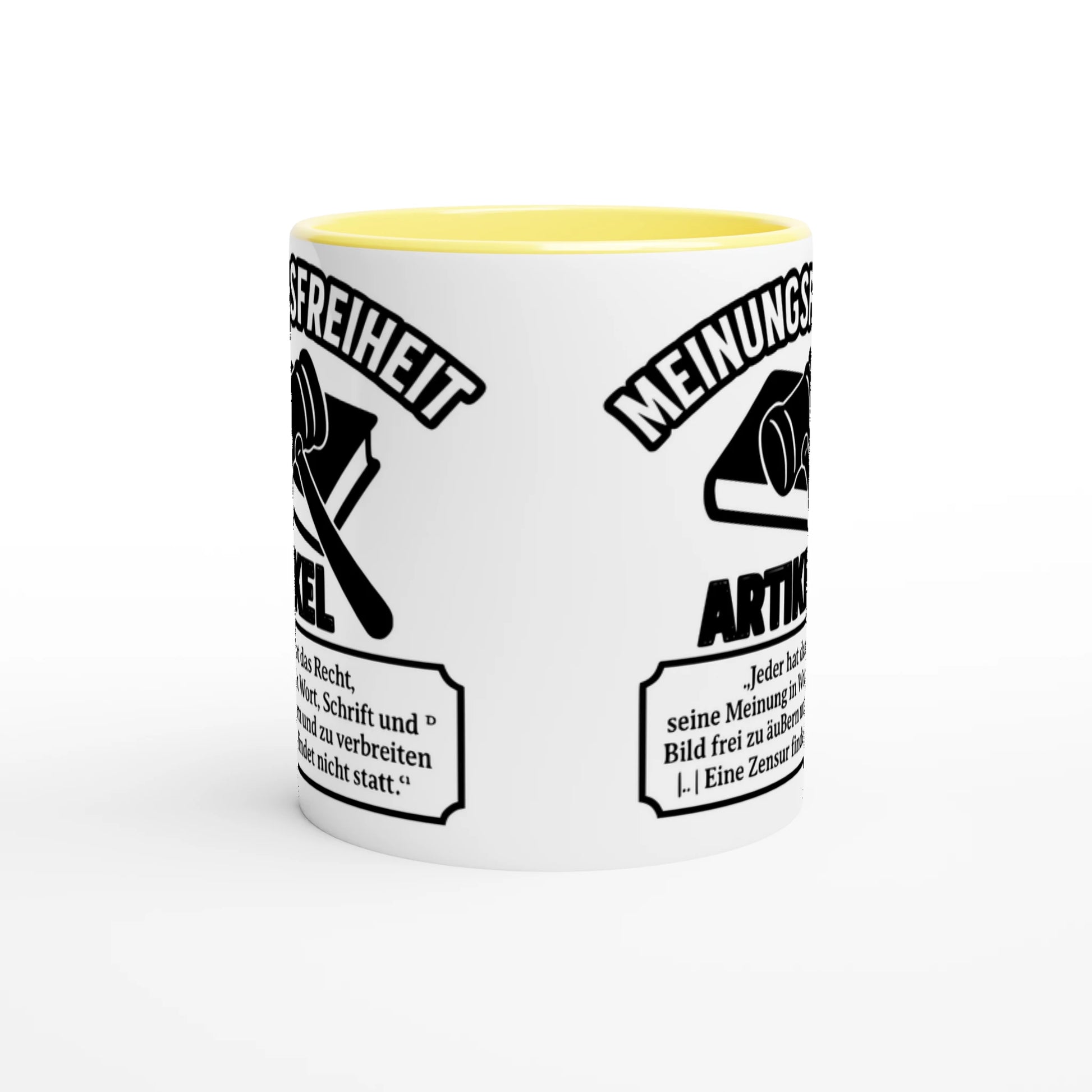 Weiße bedruckte Kaffeetasse mit schwarzem Artikel 5 Design perfekt für bedruckte kaffeetasse bestellen