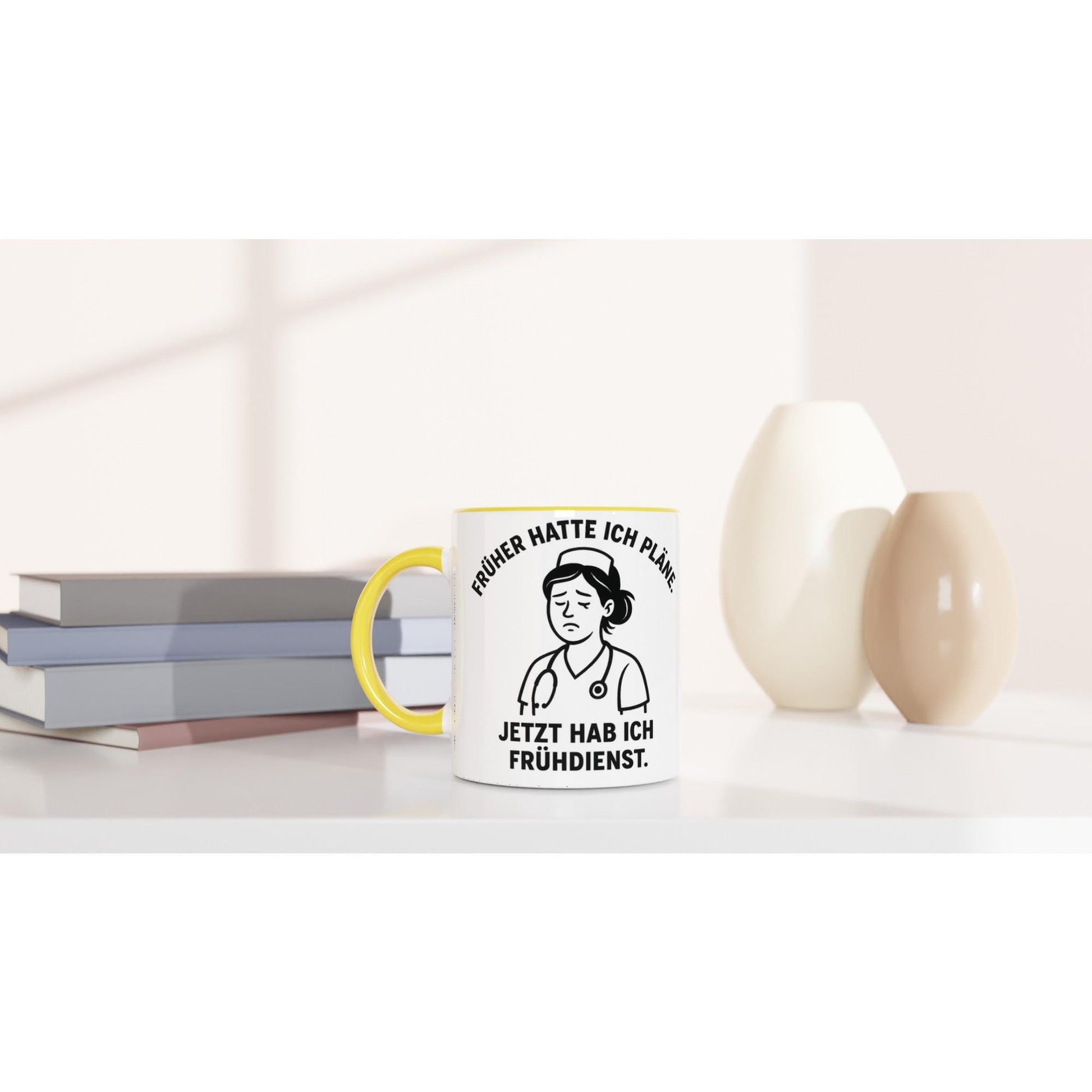 Weiße Keramiktasse 11oz mit Farbe an der Innenseite...