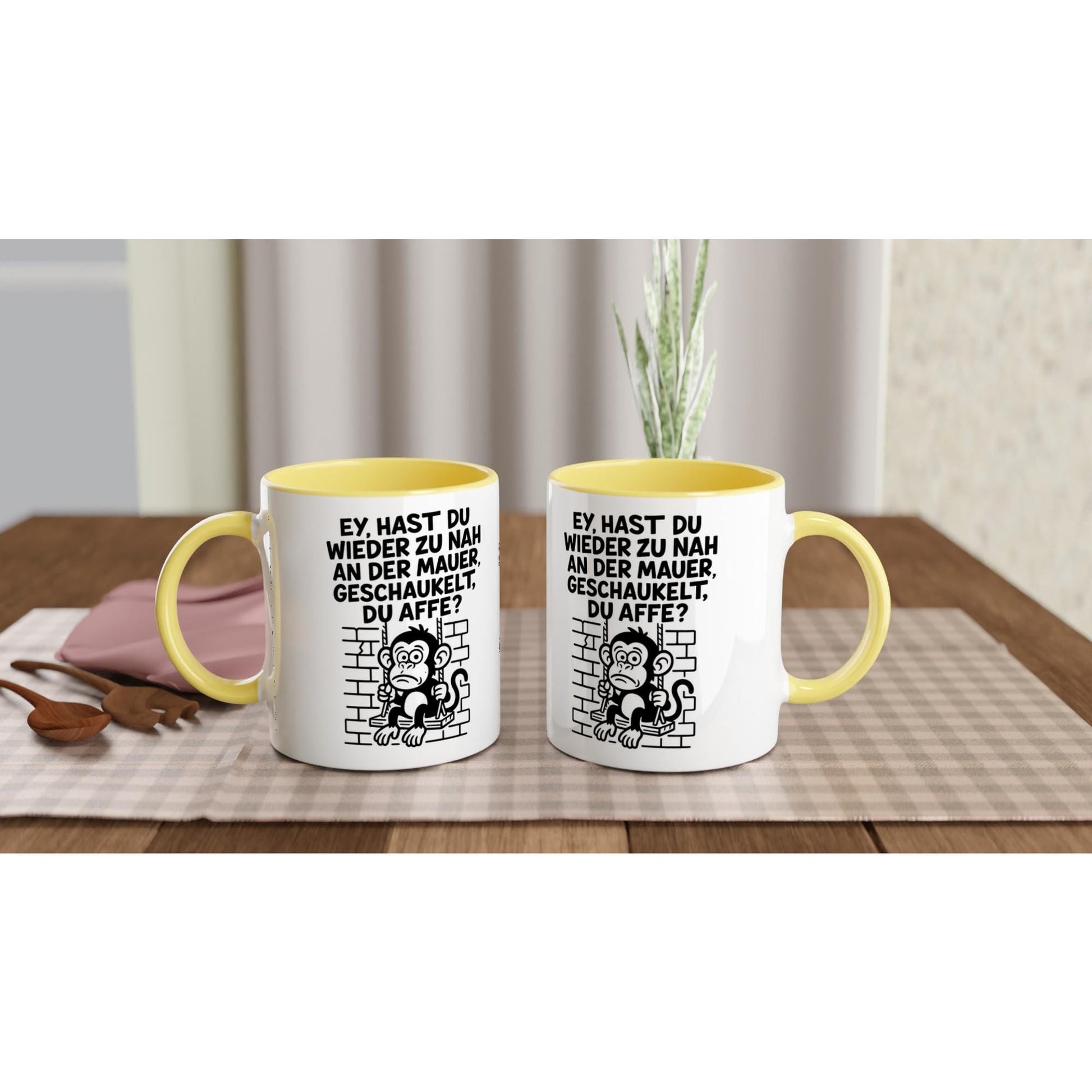 An der Mauer geschaukelt,  Keramiktasse 11oz mit Farbe an...