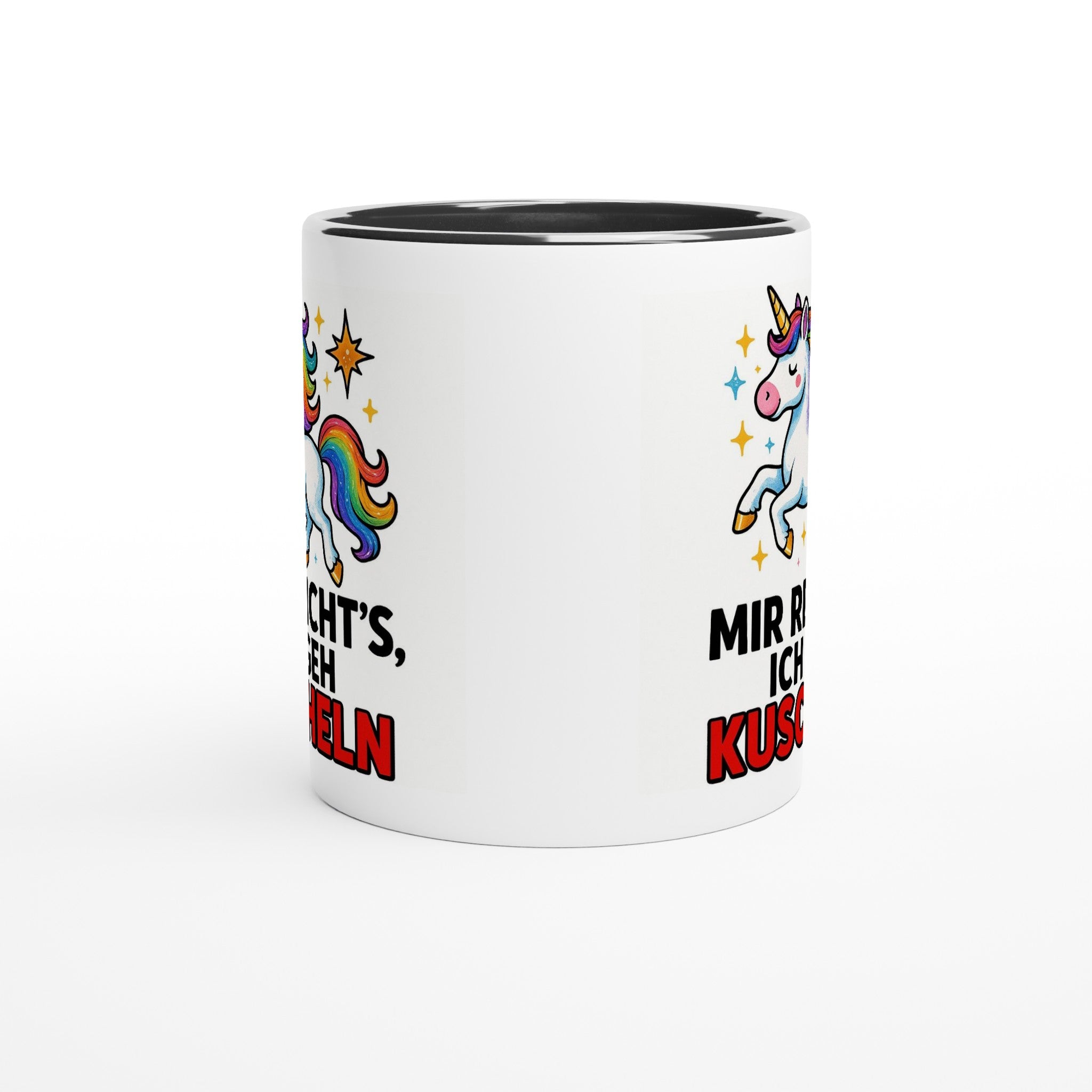 Wupperlike Einhorn Tasse mit Spruch und buntem Einhornmotiv auf weißer Keramiktasse