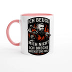 Wupperlike Tasse Geschenk für Kämpfer mit Rückgrat mit Aufdruck eines bärtigen Mannes und kämpferischem Spruch