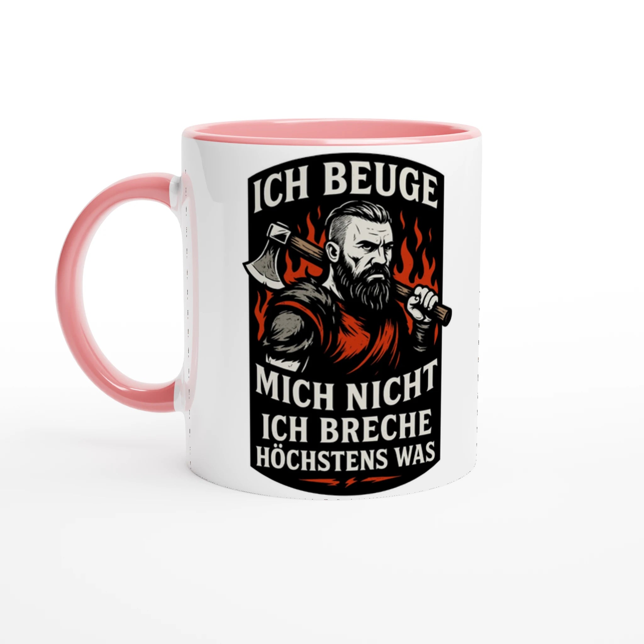 Wupperlike Tasse Geschenk für Kämpfer mit Rückgrat mit Aufdruck eines bärtigen Mannes und kämpferischem Spruch
