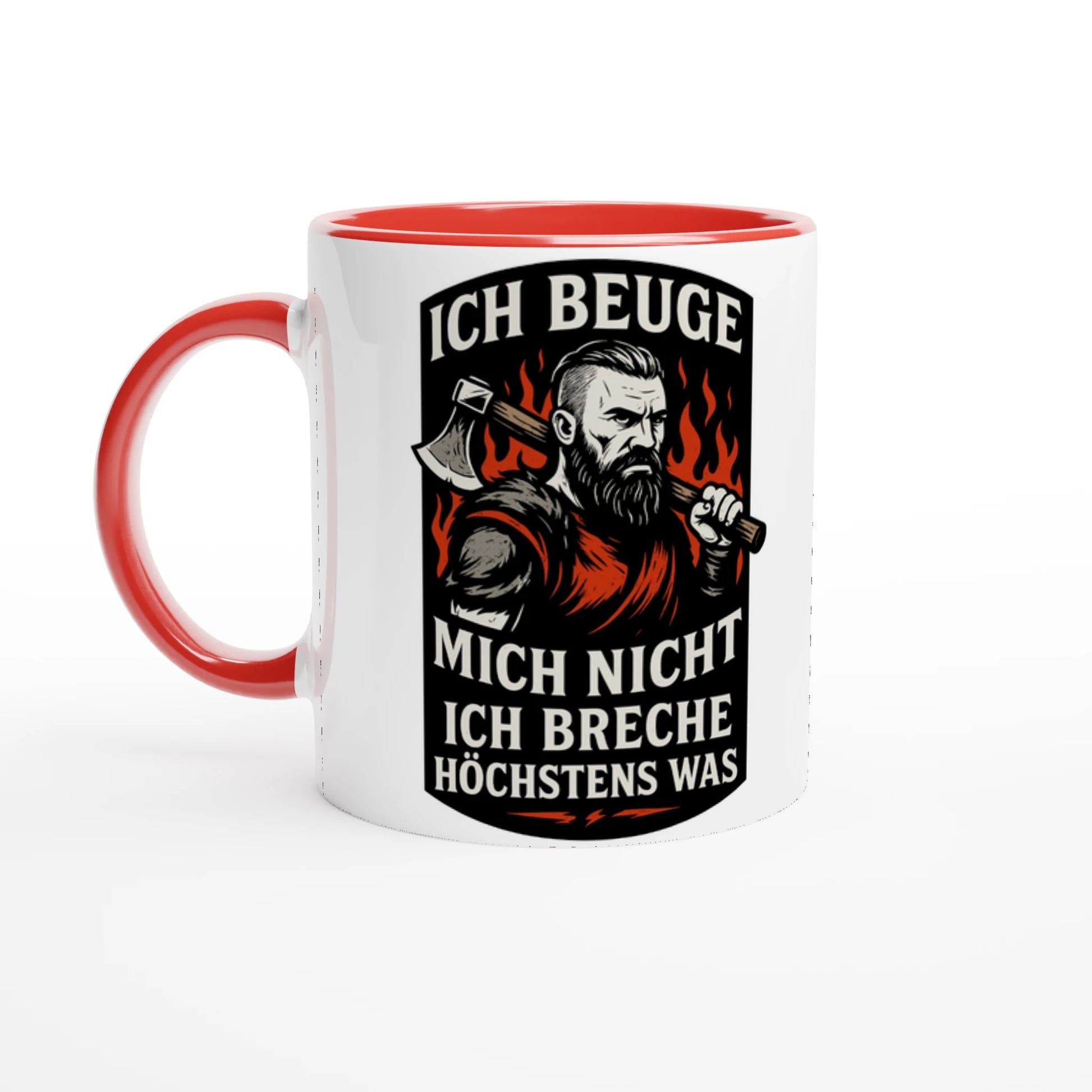 Weiße Wupperlike Tasse mit rotem Henkel und Aufdruck Geschenk für Kämpfer mit Rückgrat
