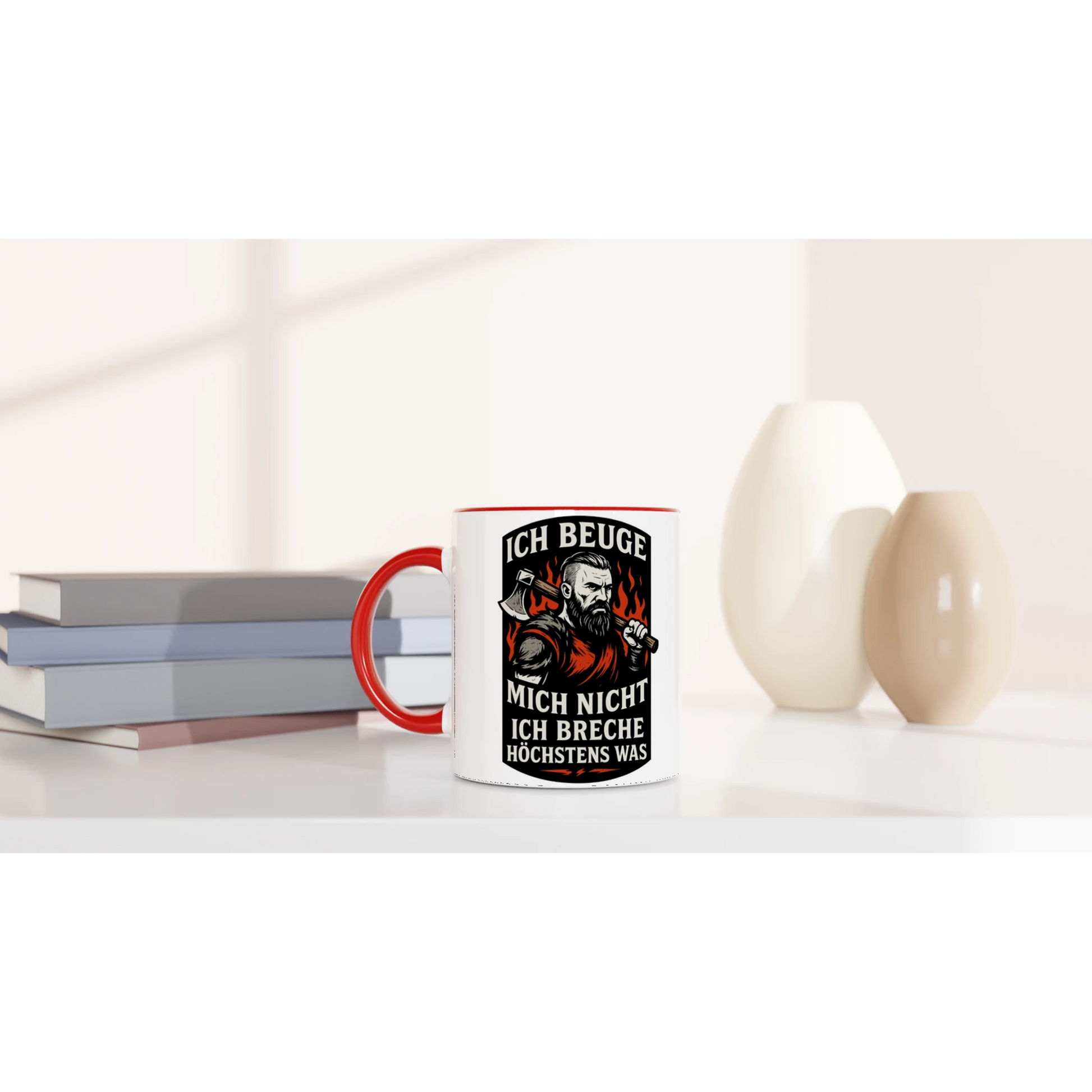 Wupperlike Tasse mit Aufdruck Geschenk für Kämpfer mit Rückgrat Motiv und rotem Griff