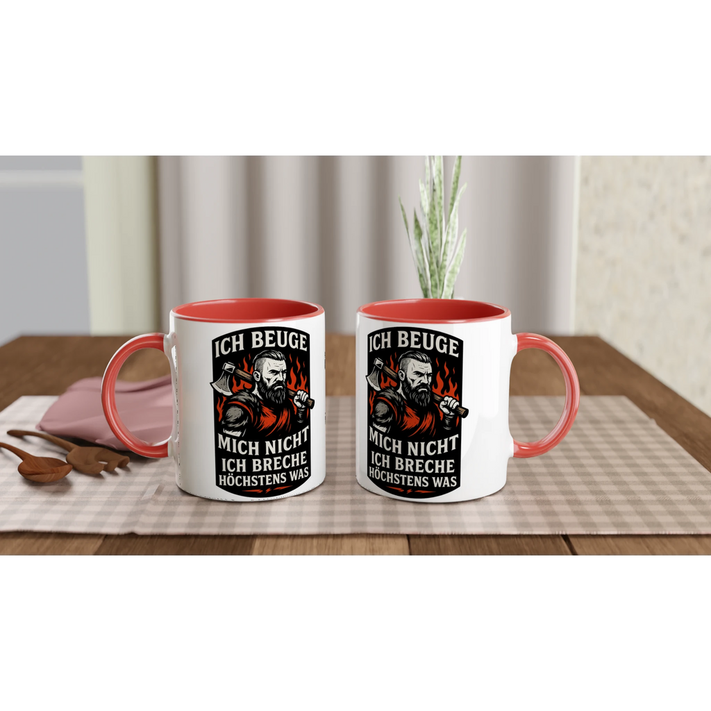 Wupperlike Tasse mit rotem Griff, Geschenk für Kämpfer mit Rückgrat, Spruch Ich beuge mich nicht