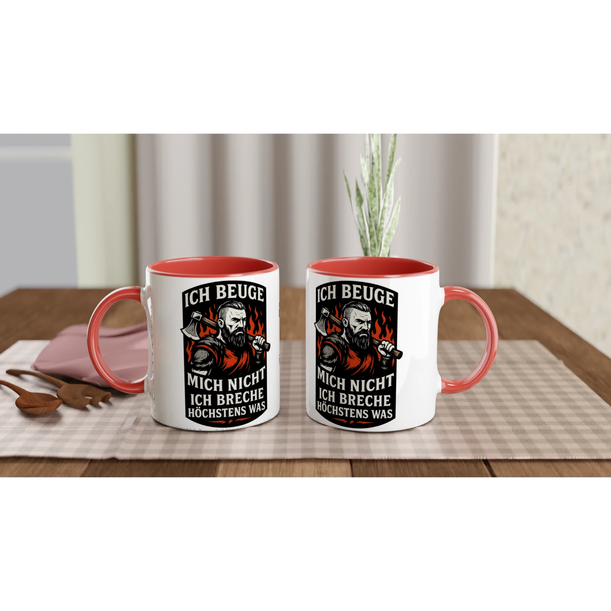 Wupperlike Tasse mit rotem Griff, Geschenk für Kämpfer mit Rückgrat, Spruch Ich beuge mich nicht