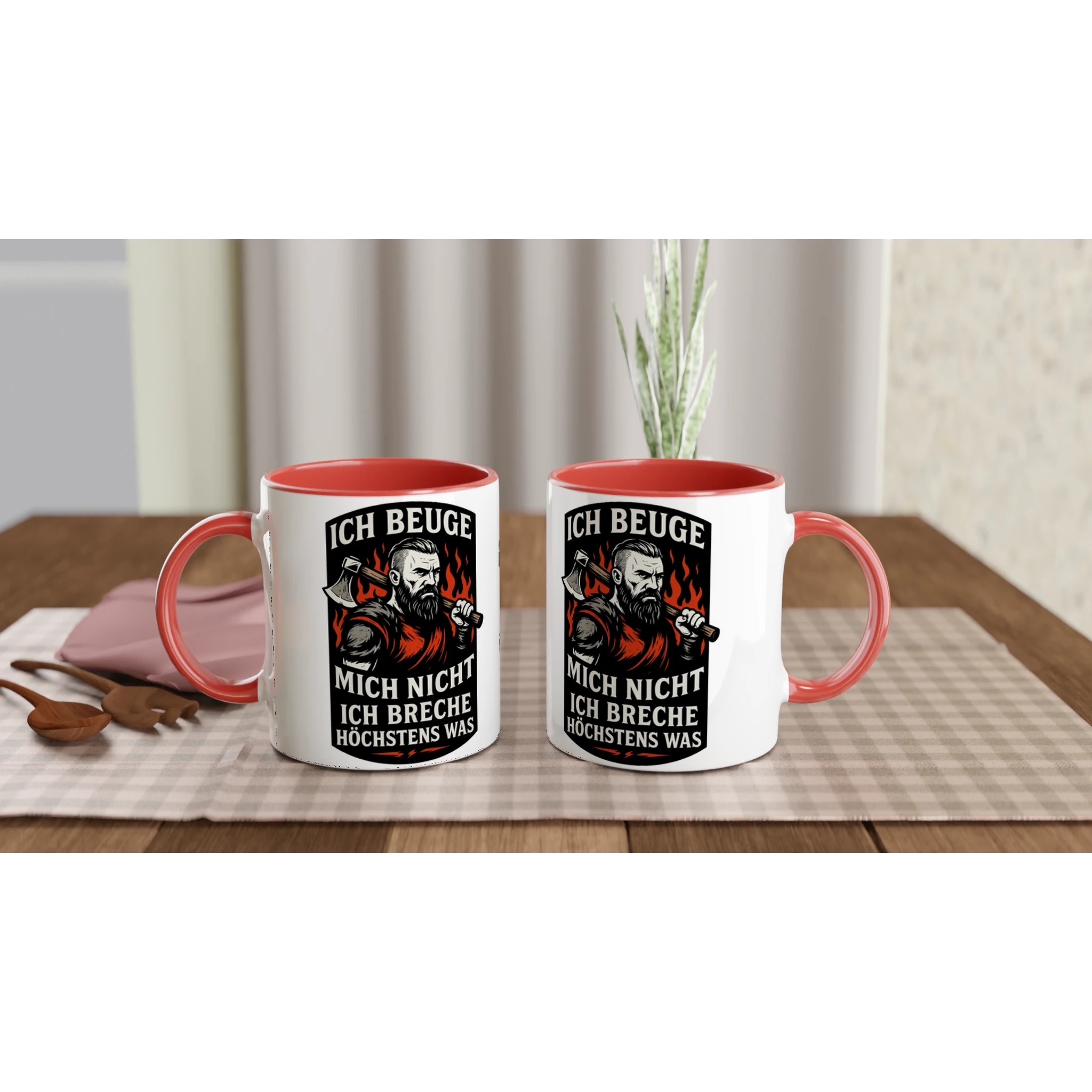 Wupperlike Tasse mit rotem Griff, Geschenk für Kämpfer mit Rückgrat, Spruch Ich beuge mich nicht