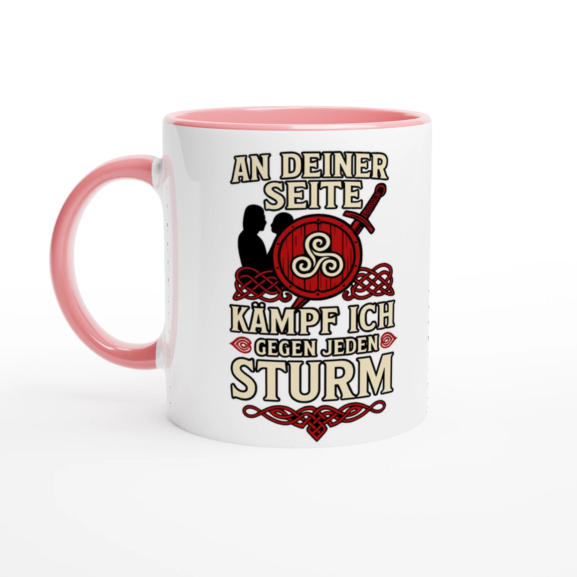Wupperlike Tasse mit rosa Griff und Aufdruck Geschenk für Partnerin An deiner Seite kämpf ich gegen jeden Sturm