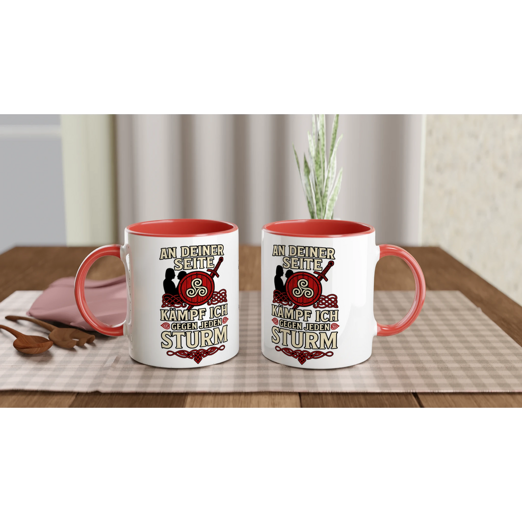 Wupperlike Tasse mit rotem Griff und Aufdruck Geschenk für Partnerin mit Herz und Spruch