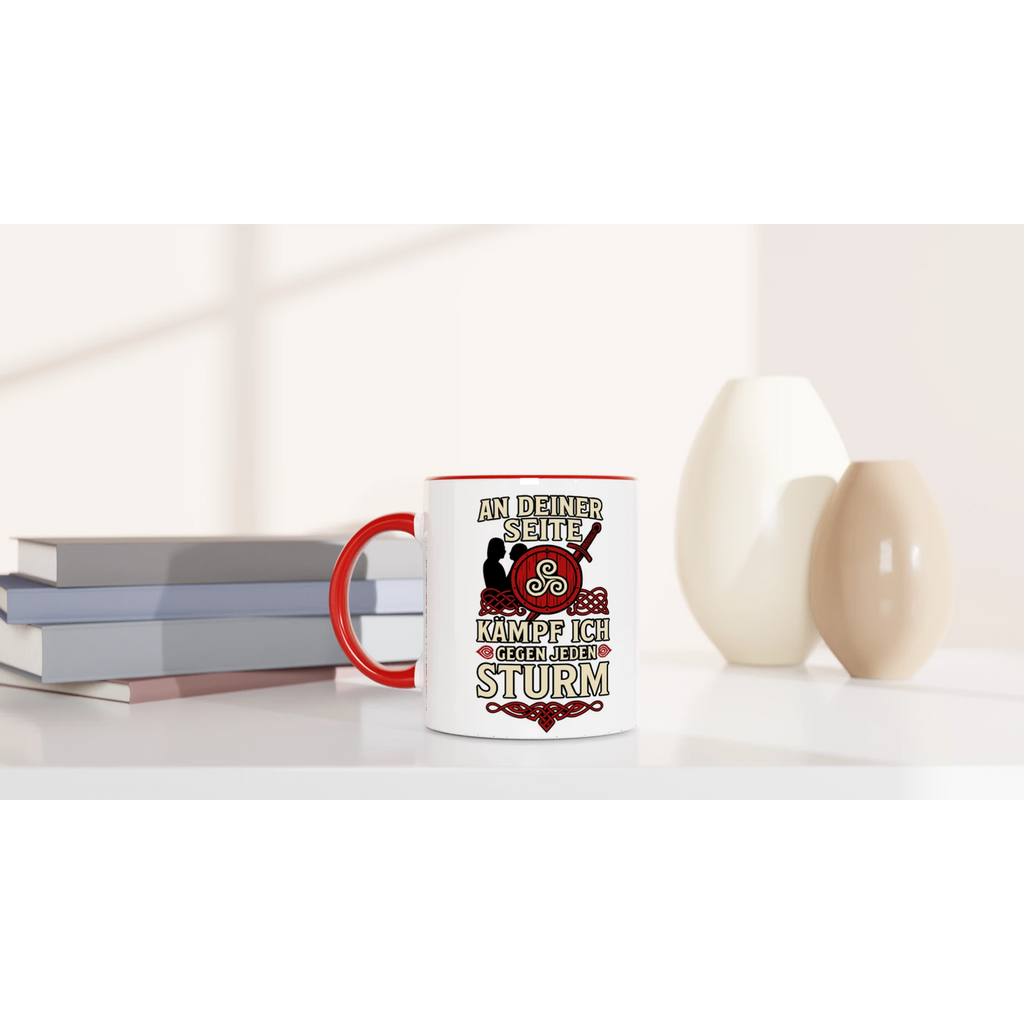 Weiße Wupperlike Tasse mit rotem Henkel und Aufdruck als Geschenk für Partnerin