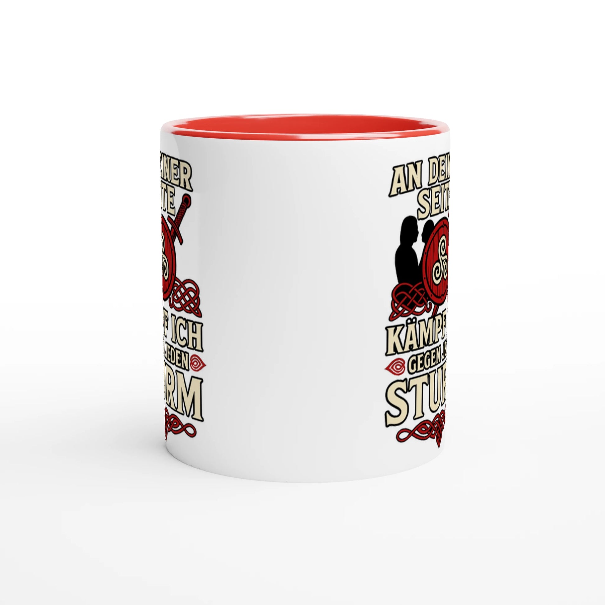 Wupperlike Tasse mit rotem Innenrand und Kampf-Motiv als Geschenk für Partnerin