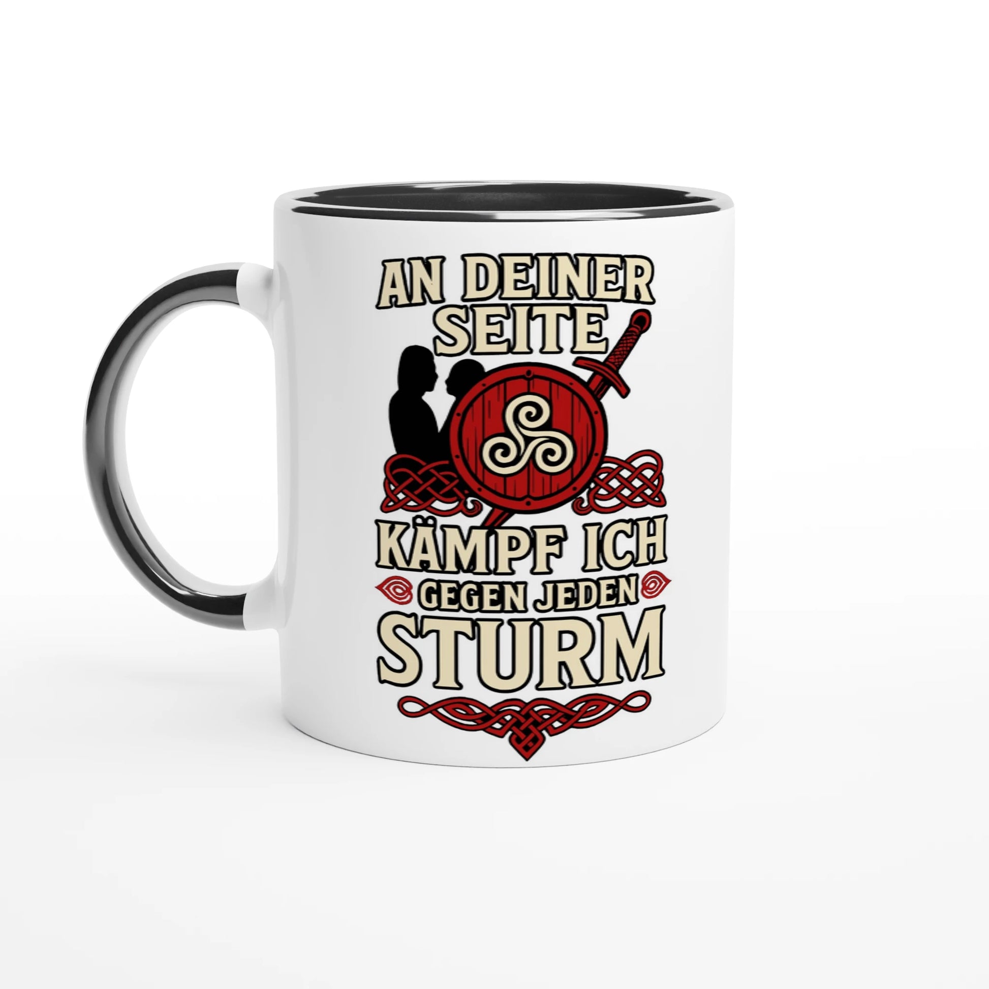 Weiße Wupperlike Tasse mit schwarzem Griff und Aufdruck als Geschenk für Partnerin mit kämpferischem Spruch