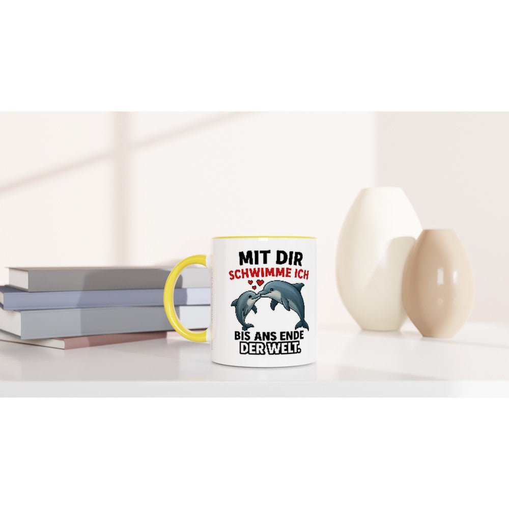 Wupperlike Tasse mit Delfinen und dem Spruch als Geschenkidee für Freundin zum Verschenken