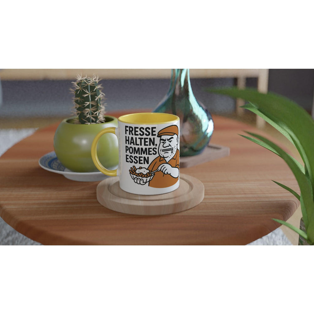 Mein Shop Tasse mit Spruch Fresse Halten Pommes Essen als Geschenkidee Ruhrgebiet