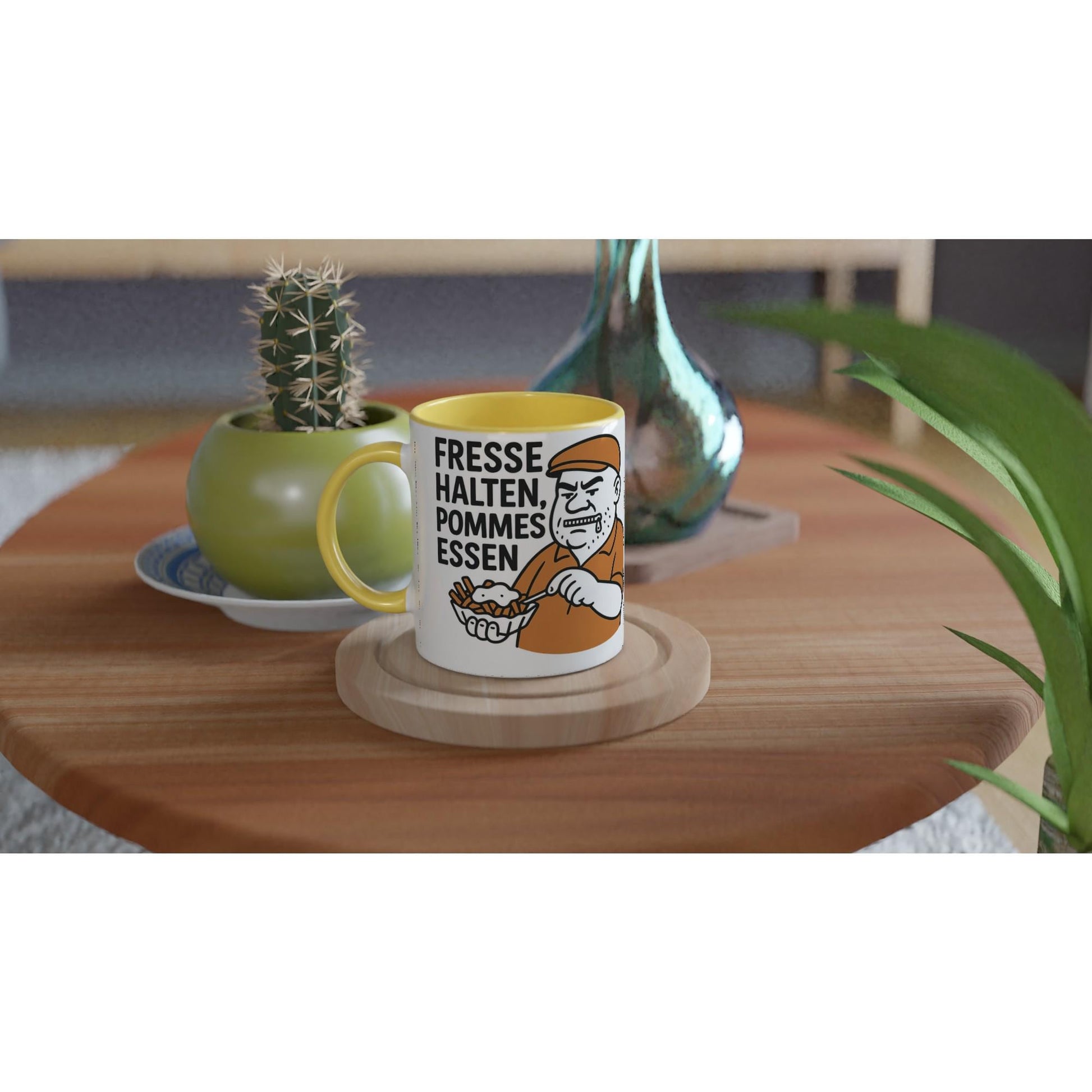Mein Shop Tasse mit Spruch Fresse Halten Pommes Essen als Geschenkidee Ruhrgebiet