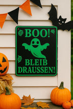 Halloween Schild "BOO! BLEIB DRAUSSEN!" – Gruselig, frech & vielseitig!