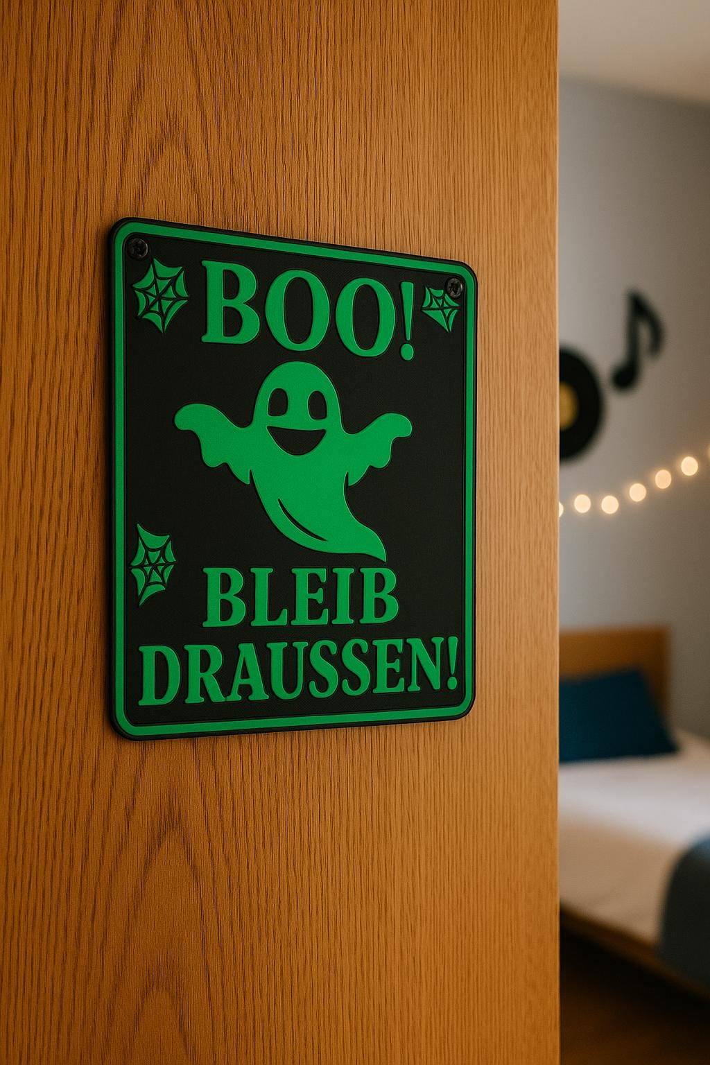 Halloween Schild "BOO! BLEIB DRAUSSEN!" – Gruselig, frech & vielseitig!