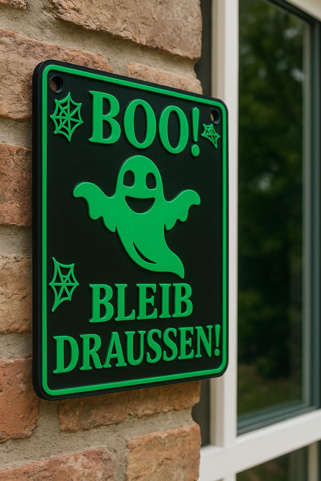 Halloween Schild "BOO! BLEIB DRAUSSEN!" – Gruselig, frech & vielseitig!