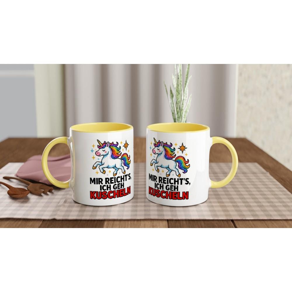 Einhorn Tasse – “Mir reicht’s, ich geh kuscheln” | Lustige Kaffeetasse | Geschenk für Kinder, Freundin & Einhorn-Fans