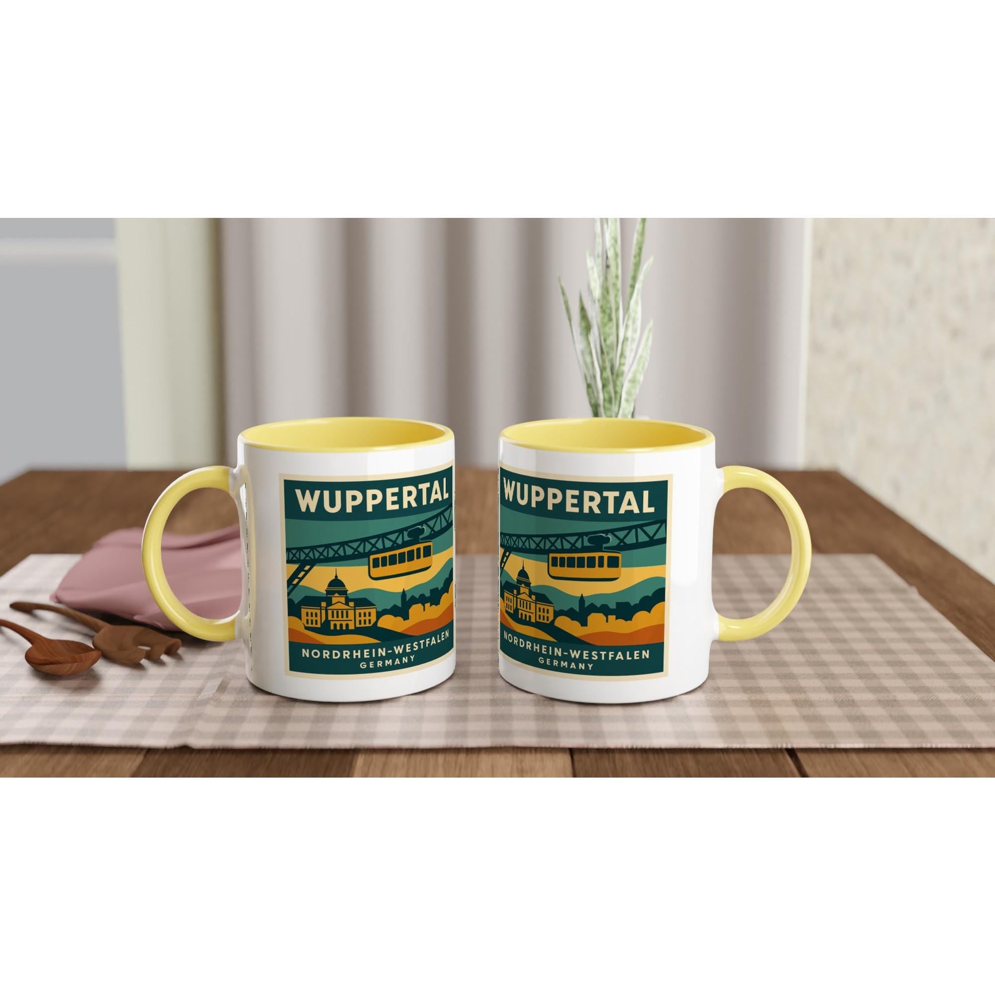 Wuppertal Skyline Tasse – Retro 70er Poster Style – Vintage City Mug – Wuppertal Geschenk – Architektur Tasse – Städte Souvenir