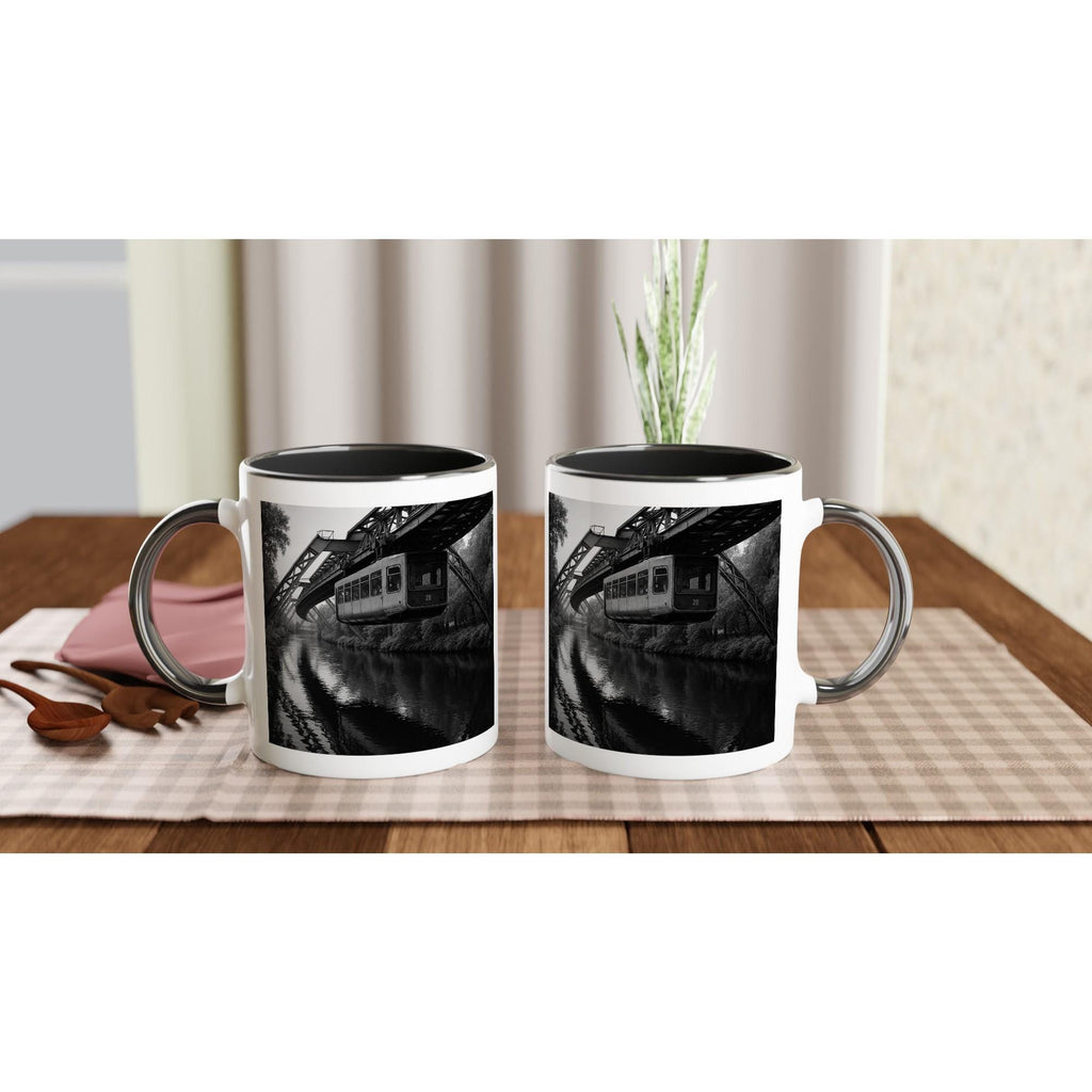 Wuppertal Schwebebahn Tasse – Monochrome Fotokunst – Schwarz-Weiß Architektur – Wuppertal Geschenk – Bahn Nostalgie – Stadt Souvenir