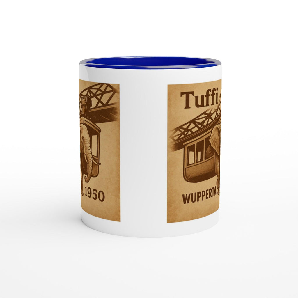 Tuffi Wuppertal Tasse – Vintage Sepia Illustration – Schwebebahn Elefant 1950 – Retro Stadtmotiv – Wuppertal Geschenk – Deutschland Souvenir