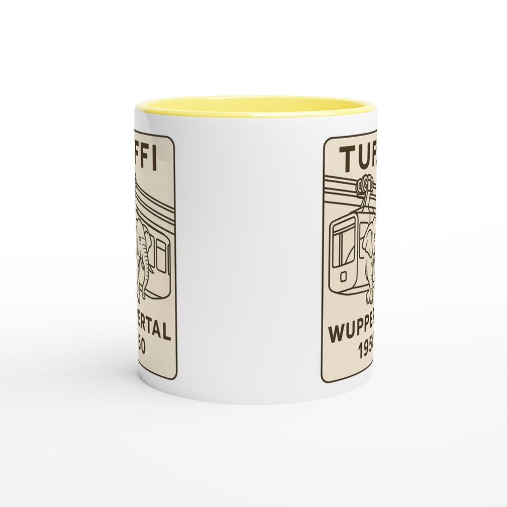 Tuffi Wuppertal Tasse – Minimal Line Art – Schwebebahn Elefant 1950 – Modernes Schwarz-Weiß Design – Wuppertal Geschenk – City Mug