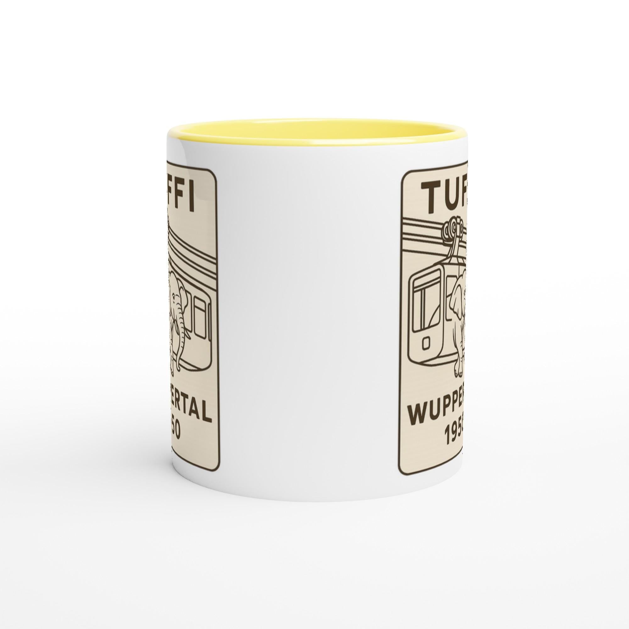 Tuffi Wuppertal Tasse – Minimal Line Art – Schwebebahn Elefant 1950 – Modernes Schwarz-Weiß Design – Wuppertal Geschenk – City Mug