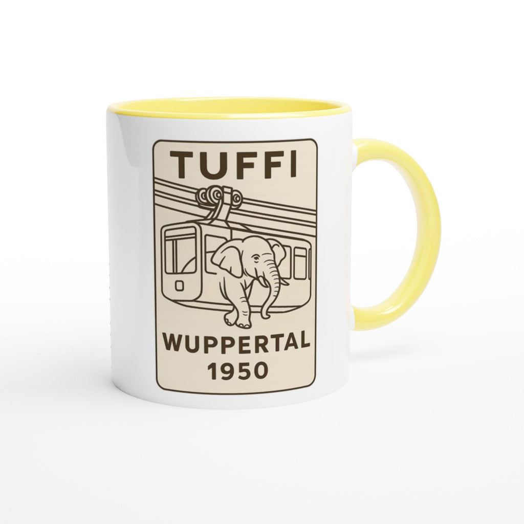 Tuffi Wuppertal Tasse – Minimal Line Art – Schwebebahn Elefant 1950 – Modernes Schwarz-Weiß Design – Wuppertal Geschenk – City Mug