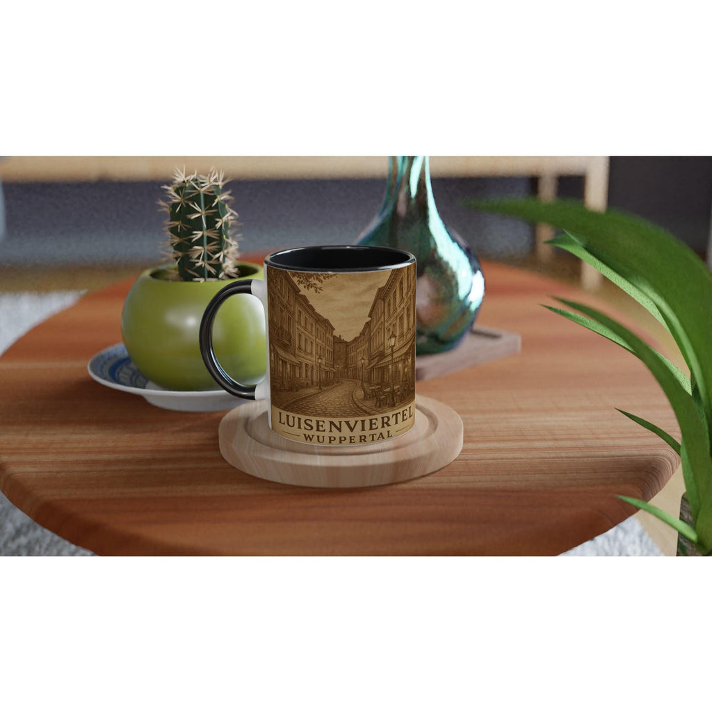 Luisenviertel Wuppertal Tasse – Sepia Vintage Illustration – Altstadt Motiv – Wuppertal Geschenk – Nostalgische Kaffee Tasse – City Mug