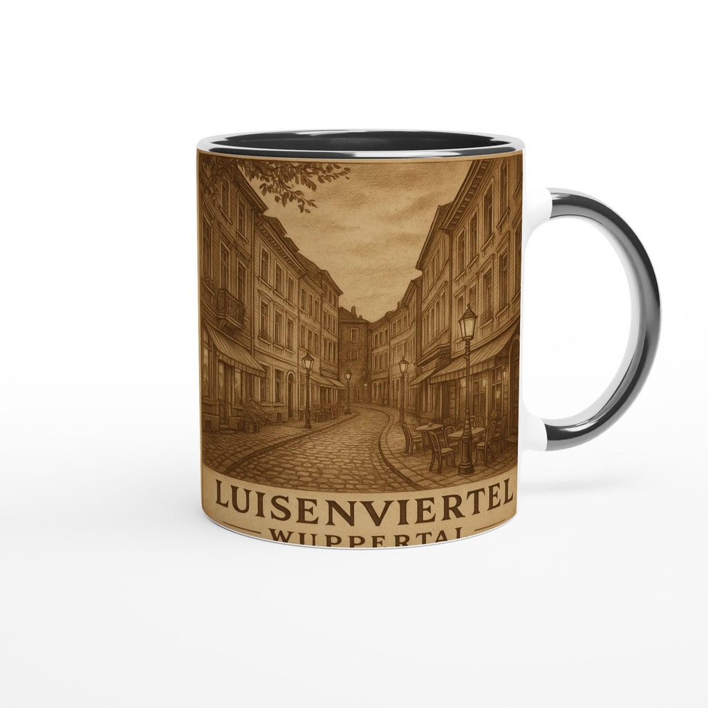 Luisenviertel Wuppertal Tasse – Sepia Vintage Illustration – Altstadt Motiv – Wuppertal Geschenk – Nostalgische Kaffee Tasse – City Mug