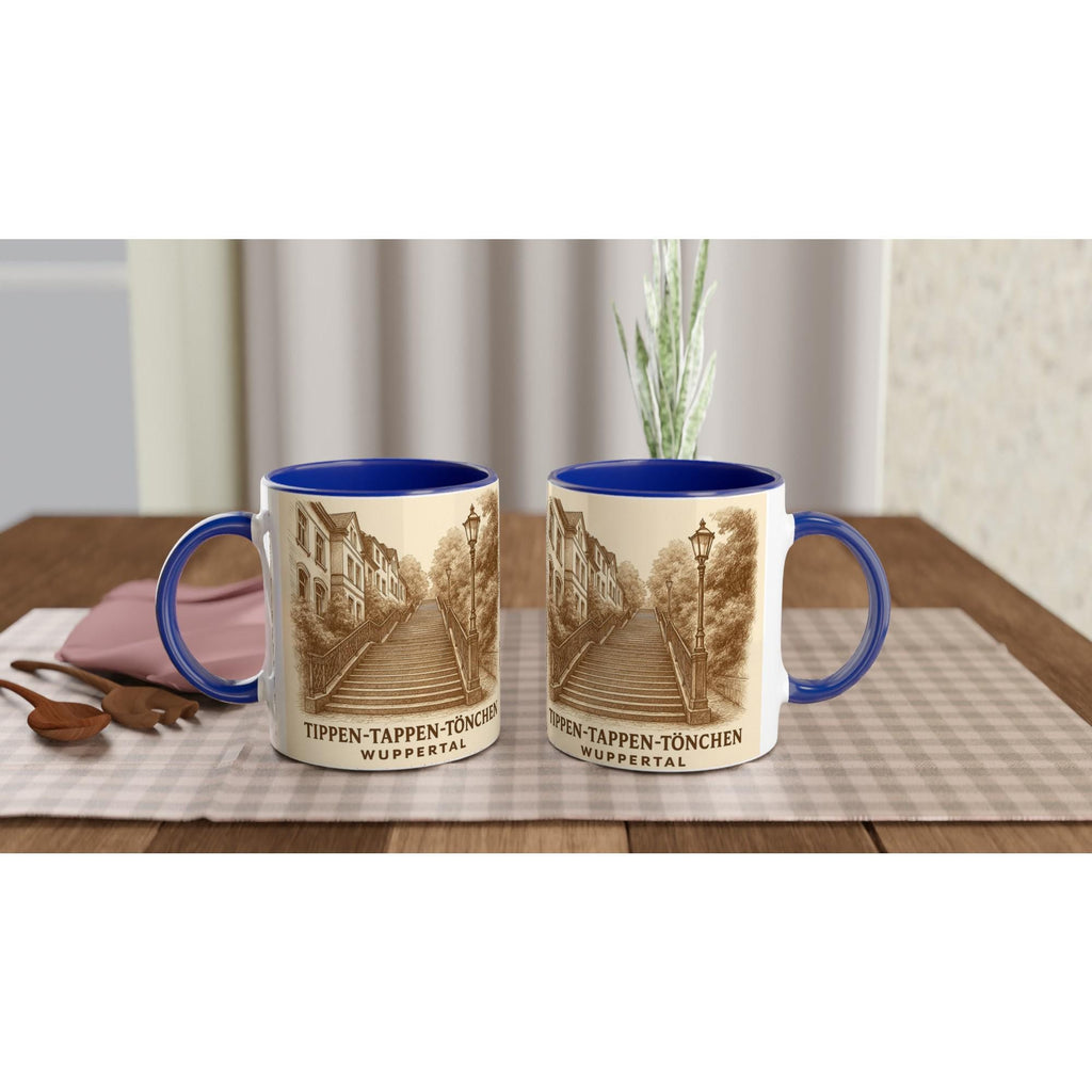 Tippen-Tappen-Tönchen Tasse – Wuppertal Treppe – Sepia Vintage Illustration – Wuppertal Geschenk – Städte Tasse – Architektur Mug