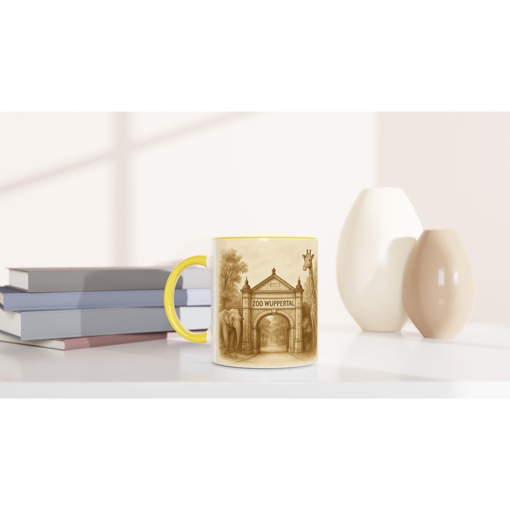 Zoo Wuppertal Tasse – Sepia Vintage Illustration – Eingangstor Kunstdruck – Wuppertal Geschenk – Tierpark Souvenir – Retro Design Mug
