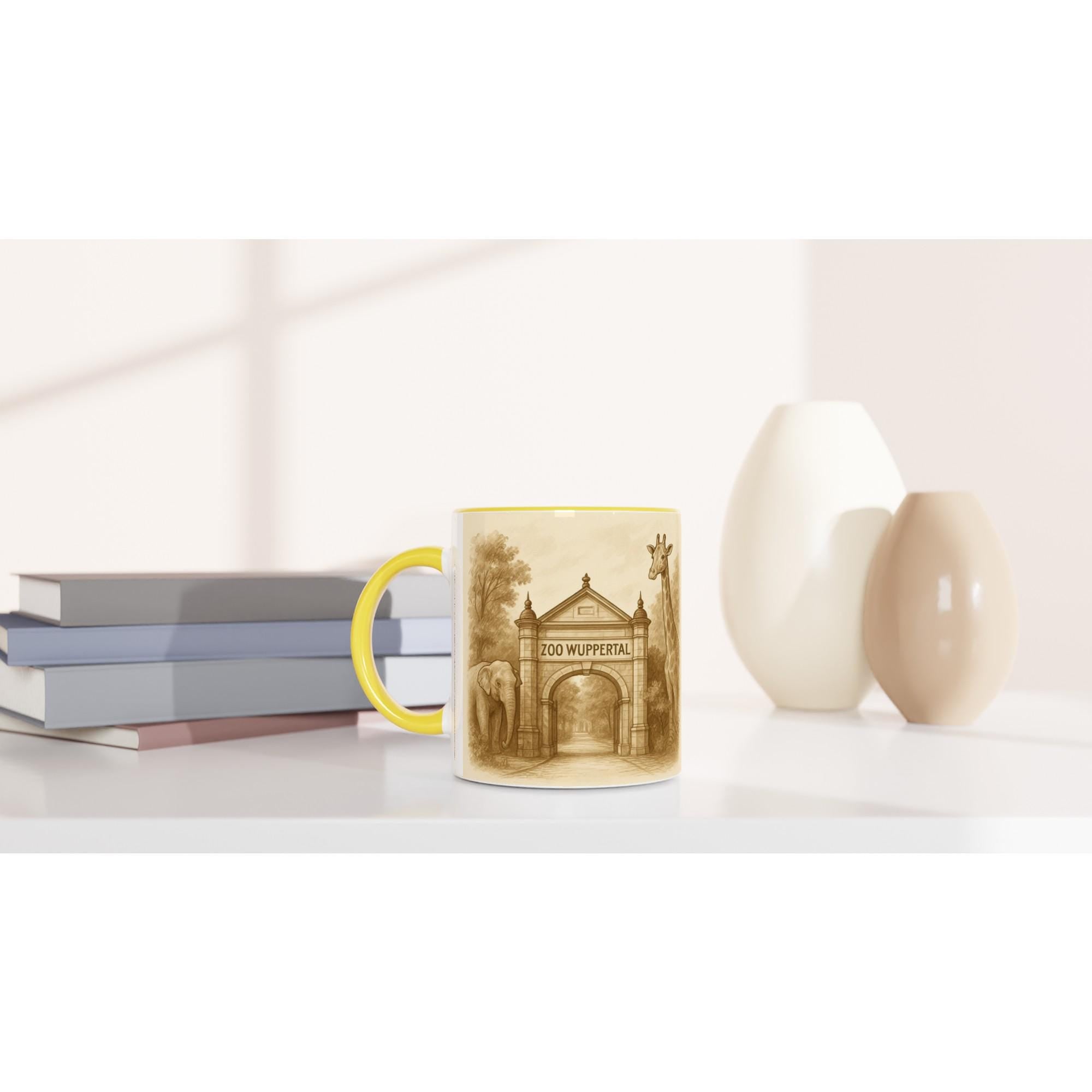 Zoo Wuppertal Tasse – Sepia Vintage Illustration – Eingangstor Kunstdruck – Wuppertal Geschenk – Tierpark Souvenir – Retro Design Mug