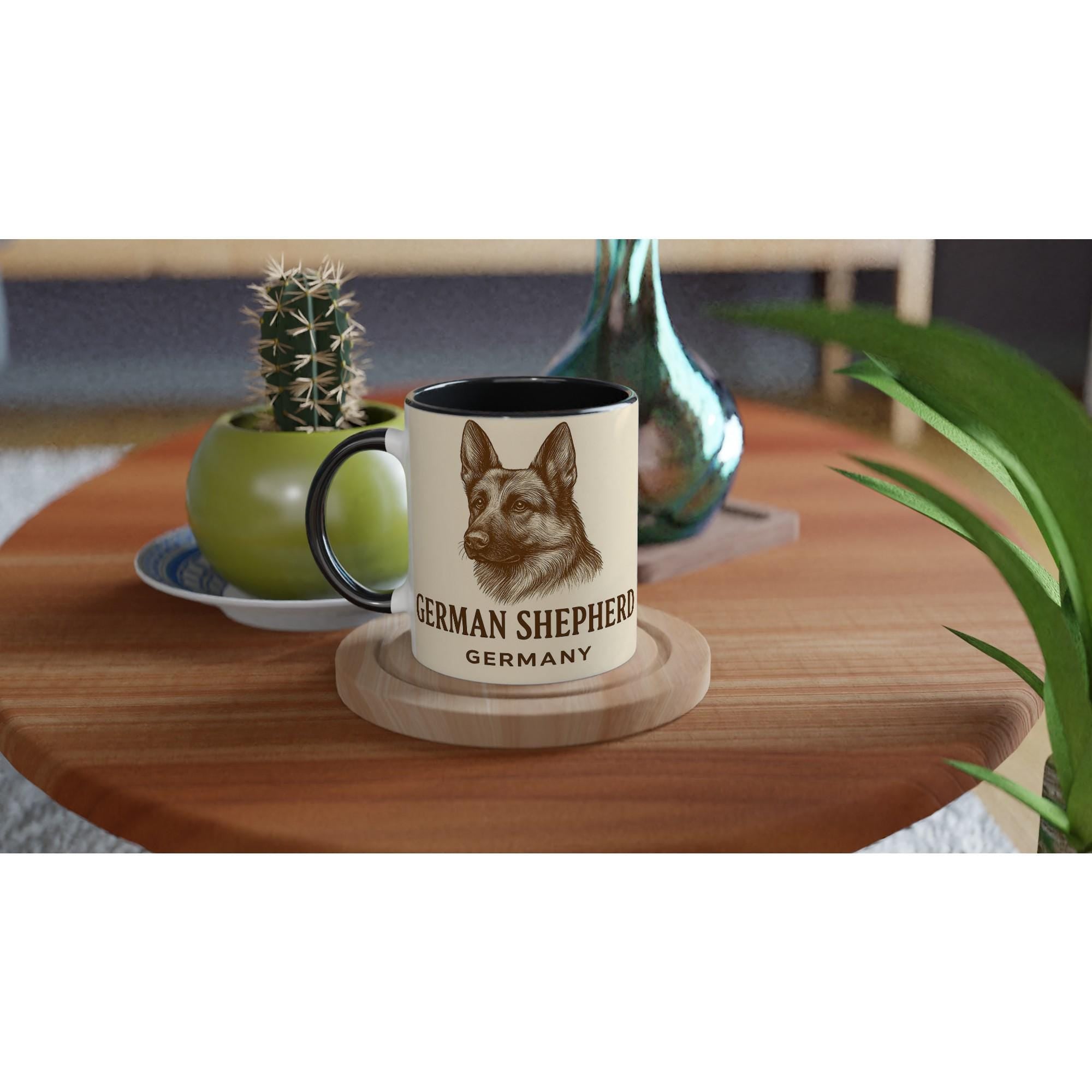 German Shepherd Tasse – Vintage Sepia Hunde Portrait – Deutscher Schäferhund Geschenk – Dog Lover Mug – Haustier Illustration Retro