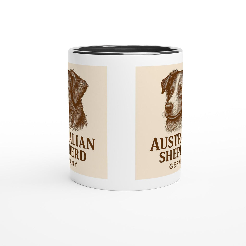 Australian Shepherd Tasse – Sepia Vintage Hundeportrait – Aussie Dog Mug – Hütehund Geschenk – Rasseporträt Deutschland – Premium Becher