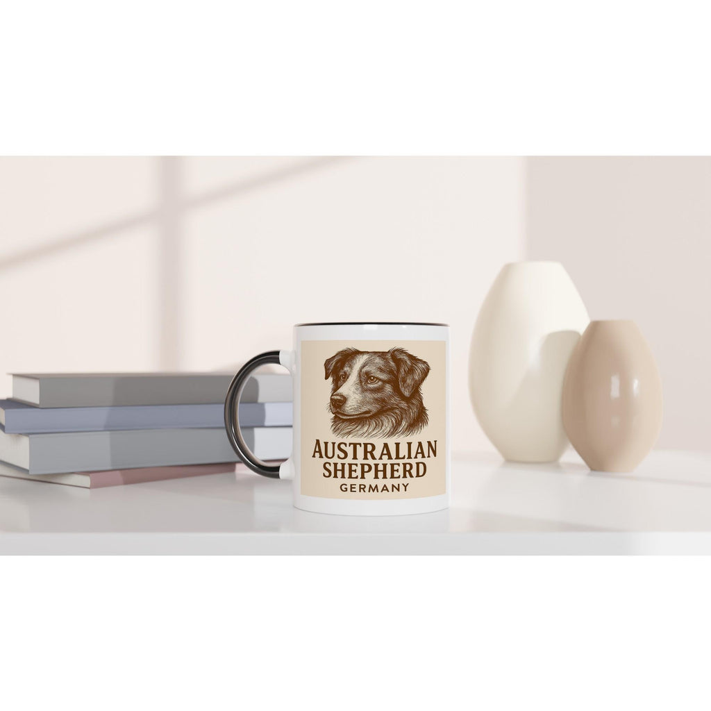 Australian Shepherd Tasse – Sepia Vintage Hundeportrait – Aussie Dog Mug – Hütehund Geschenk – Rasseporträt Deutschland – Premium Becher