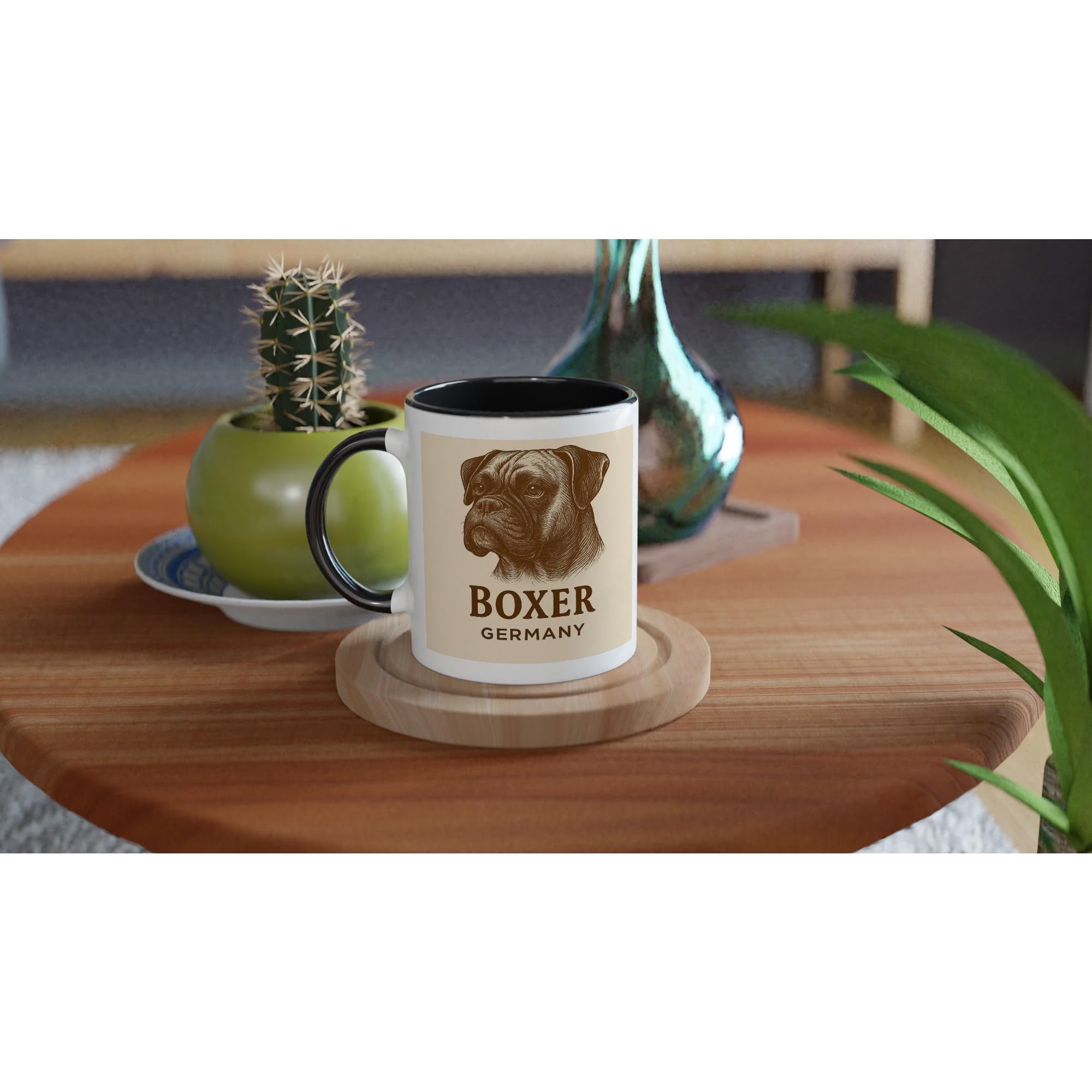 Boxer Tasse – Vintage Sepia Portrait – Deutscher Boxer Hund – Rasse Illustration – Geschenk für Boxer-Fans – Hunde Liebhaber Becher