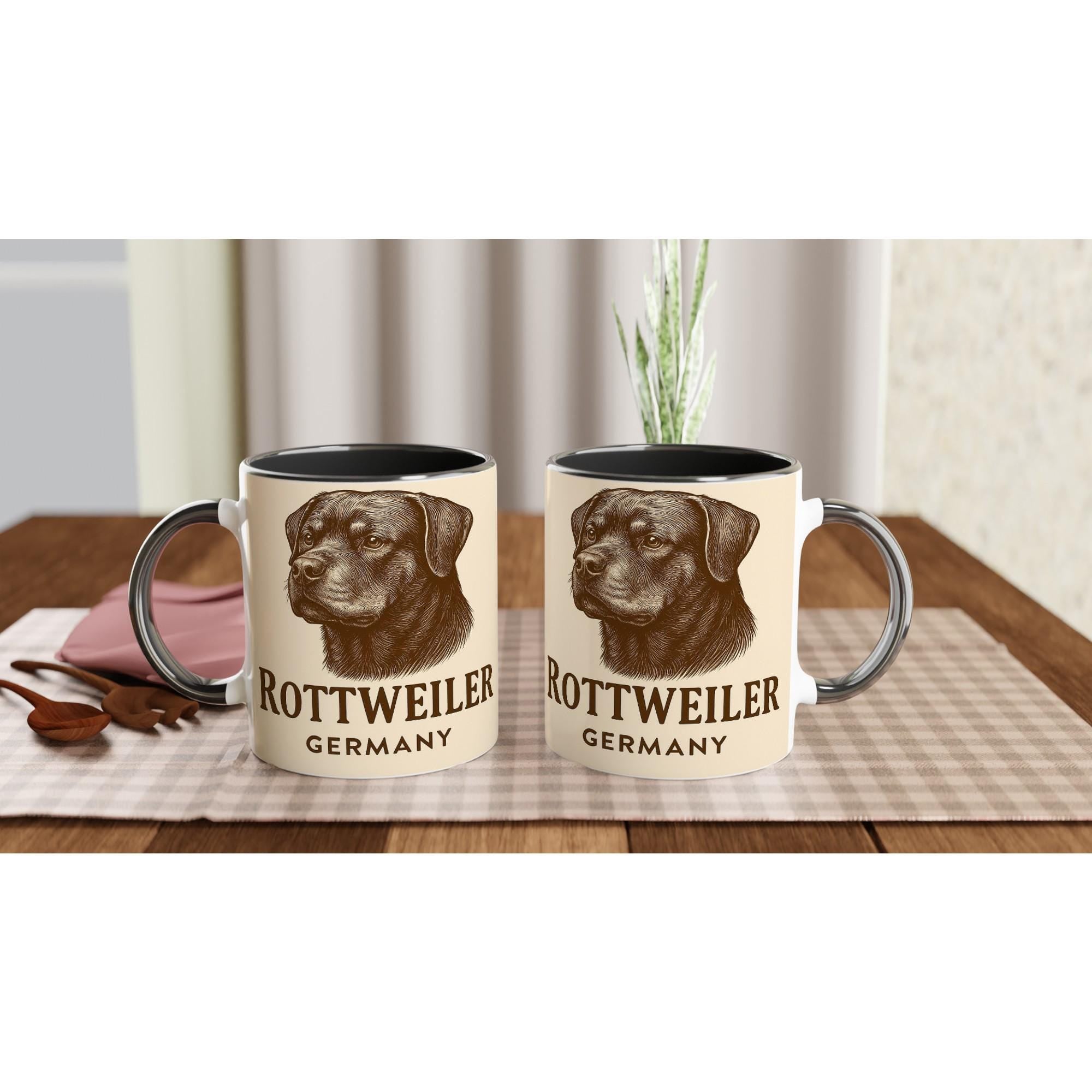 Rottweiler Tasse – Vintage Sepia Hundeporträt – Rottweiler Geschenk – Hunde Liebhaber Becher – Rasseportrait Deutschland – Tierportrait Mug