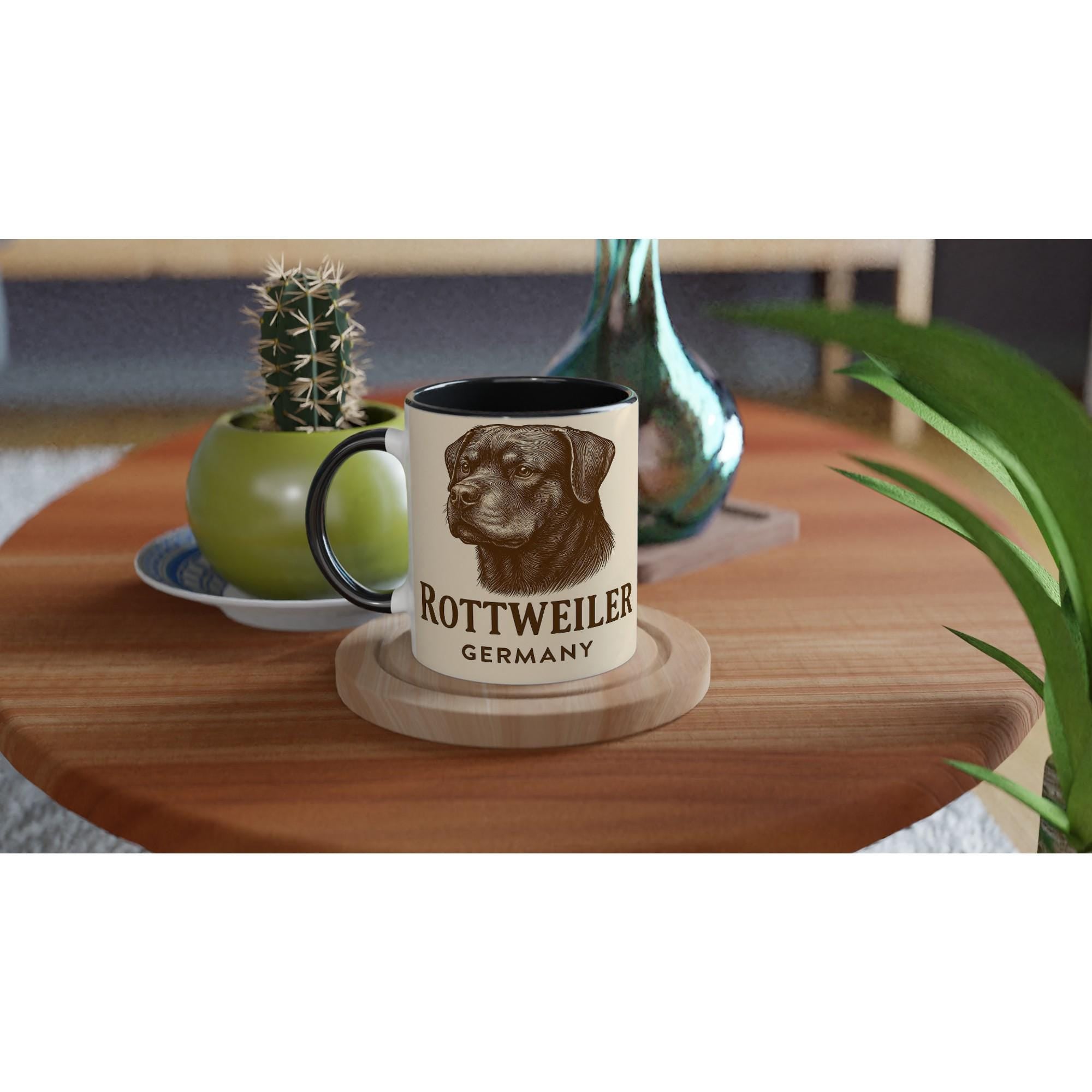 Rottweiler Tasse – Vintage Sepia Hundeporträt – Rottweiler Geschenk – Hunde Liebhaber Becher – Rasseportrait Deutschland – Tierportrait Mug