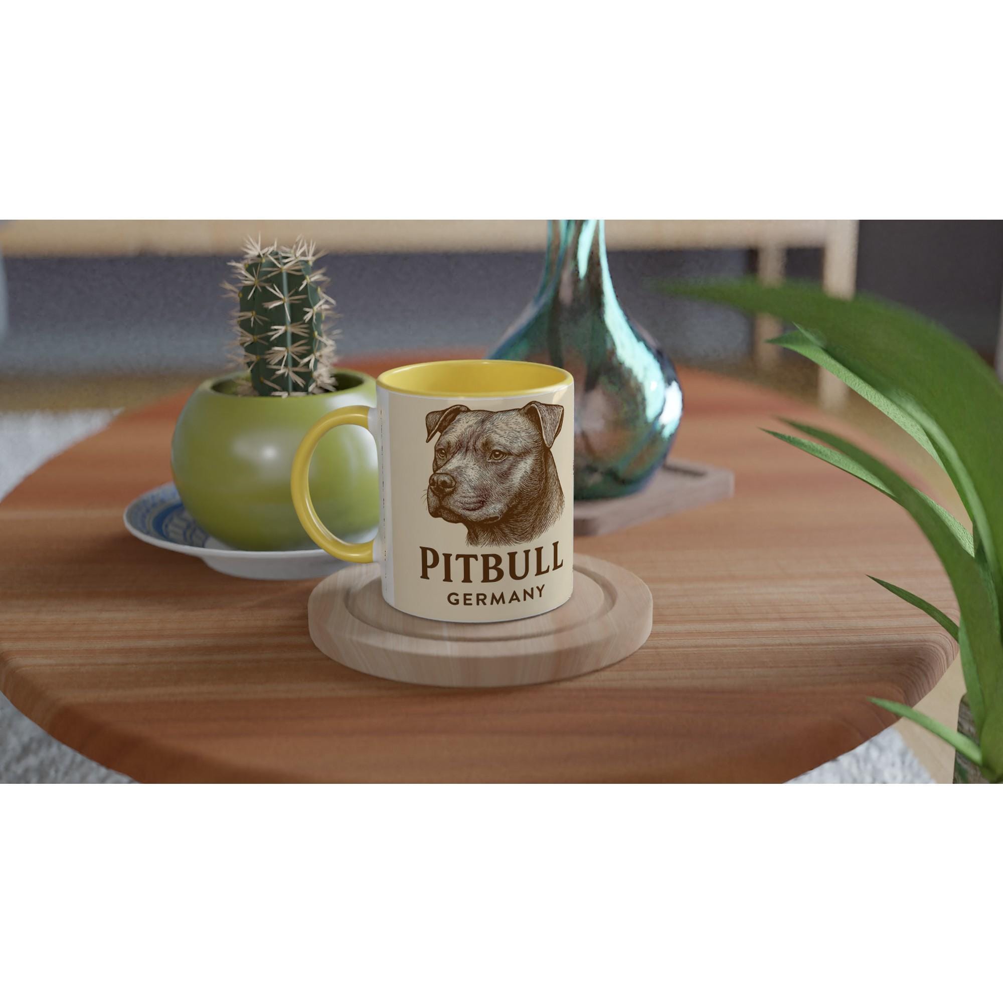 Pitbull Tasse – Vintage Sepia Hundeporträt – Pitbull Lovers Geschenk – Hunderasse Cup – Tierportrait Tasse – Dog Mug Germany
