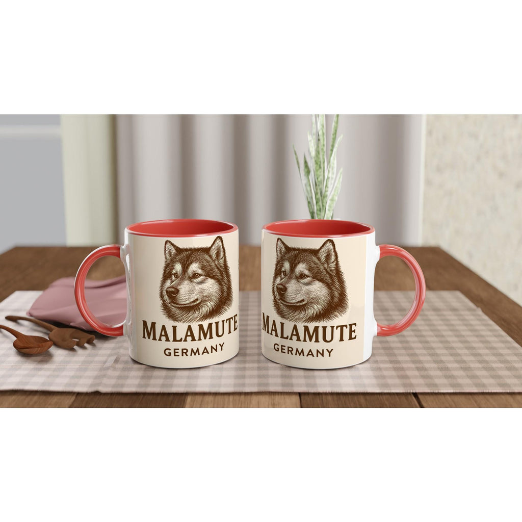 Alaskan Malamute Tasse – Sepia Vintage Hundeportrait – Malamute Geschenk – Schlittenhund Illustration – Hunde Liebhaber Becher – Nordic Dog