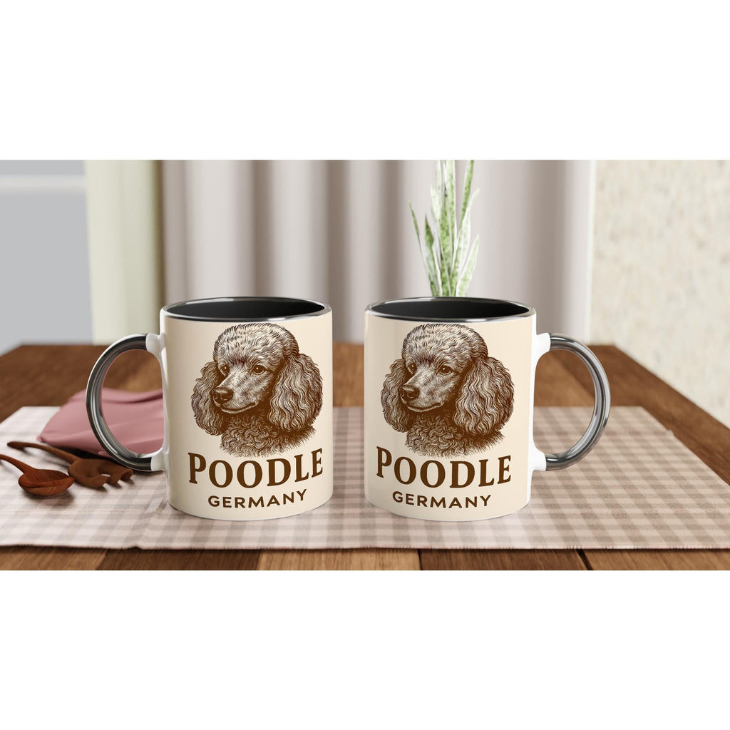 Pudel Tasse – Poodle Germany – Vintage Sepia Hunde Portrait – Edler Hundefan Becher – Geschenk für Hundebesitzer – Haustier Tasse