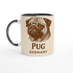 Mops Tasse – Vintage Sepia Hundeporträt – Pug Germany – Edle Hunde Tasse – Geschenk für Mops Besitzer – Haustier Portrait Kaffeebecher