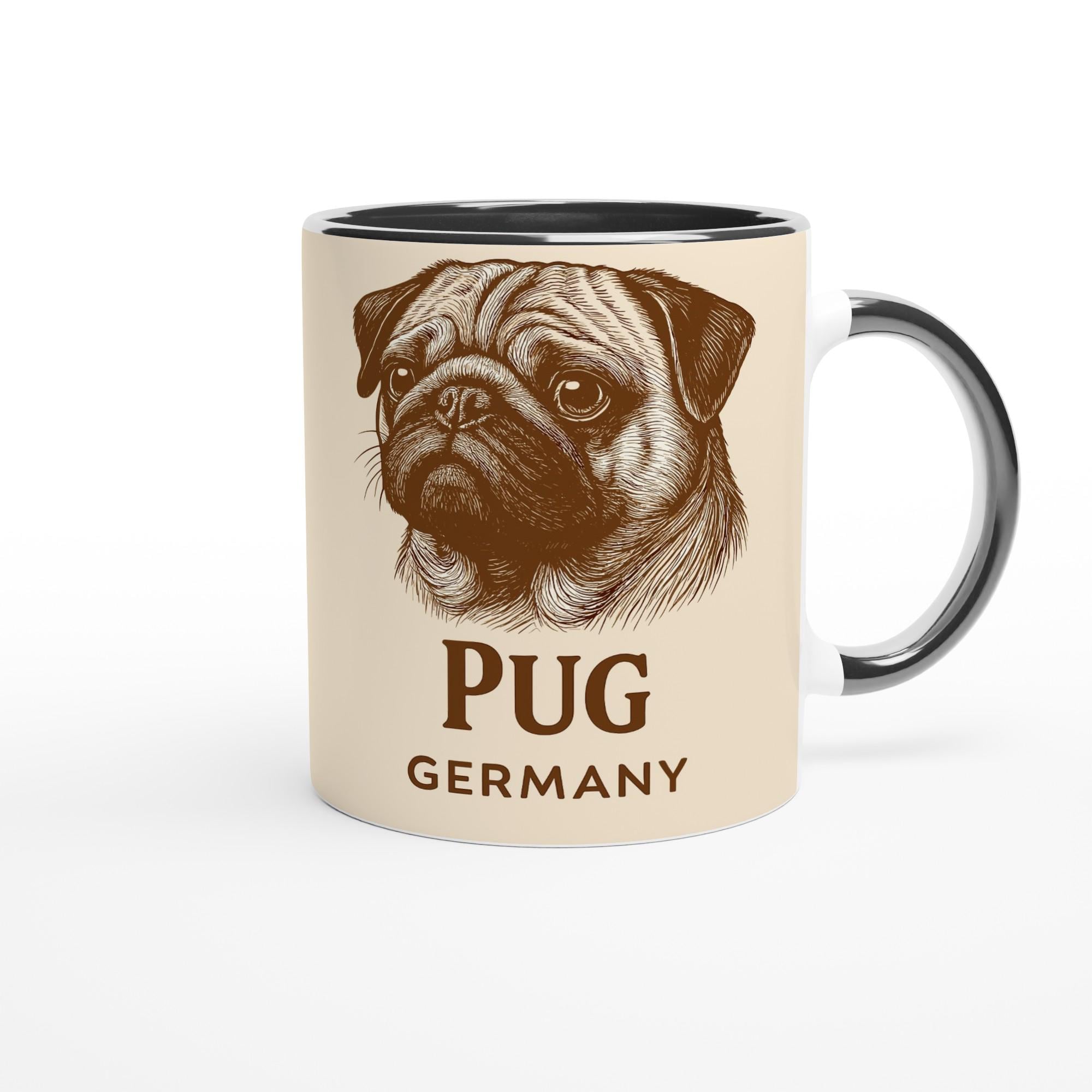 Mops Tasse – Vintage Sepia Hundeporträt – Pug Germany – Edle Hunde Tasse – Geschenk für Mops Besitzer – Haustier Portrait Kaffeebecher